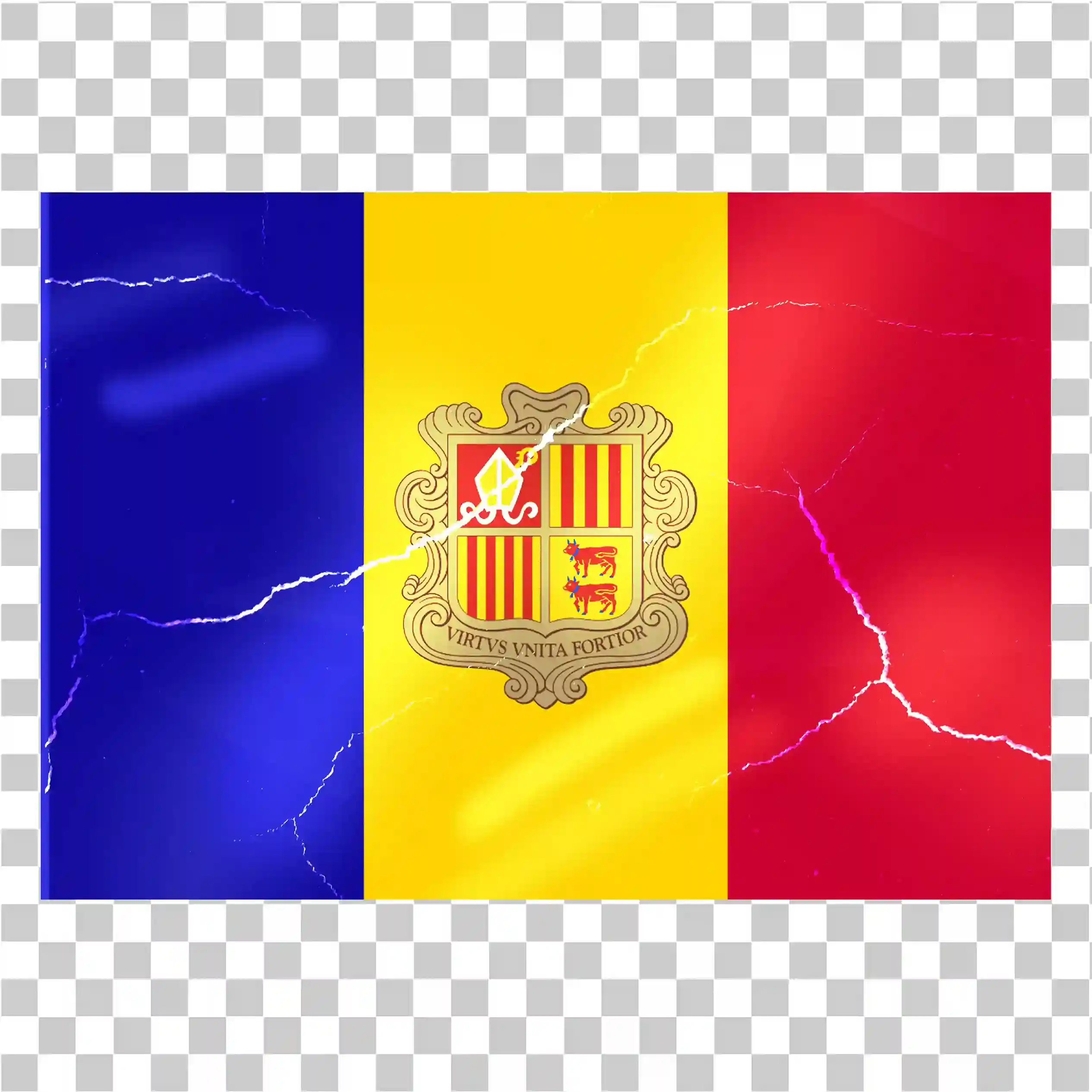 Vlajka Andorry, Ilustrace národní vlajky, Realistický design vektoru, Country Clipart PNG, Andorra Flag Texture & Square Icon, 