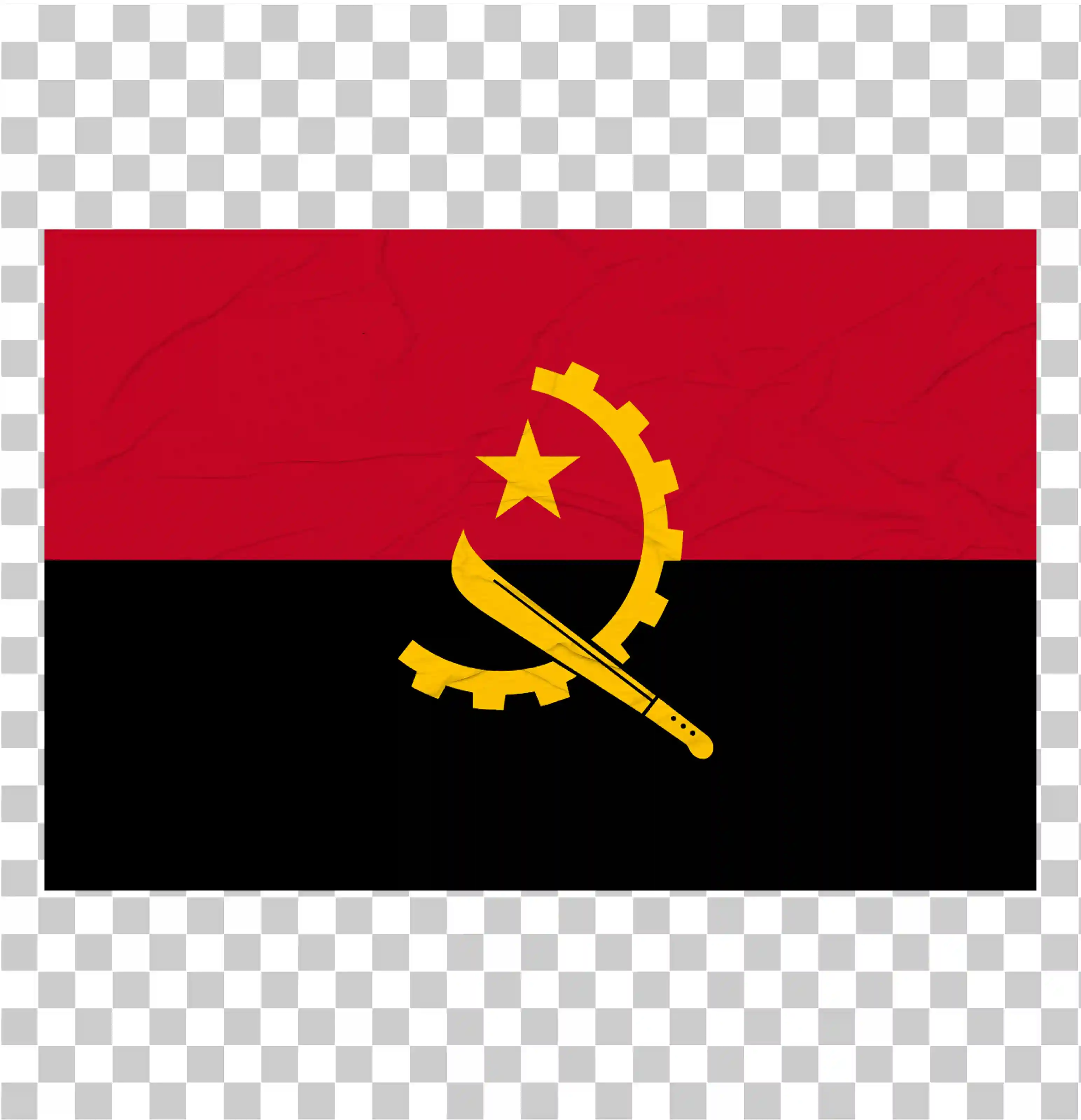 Angolan lippu - tulostettava vektorisuunnittelu lipun tekstuurilla, Neliön asettelu ja presidentin versio, 