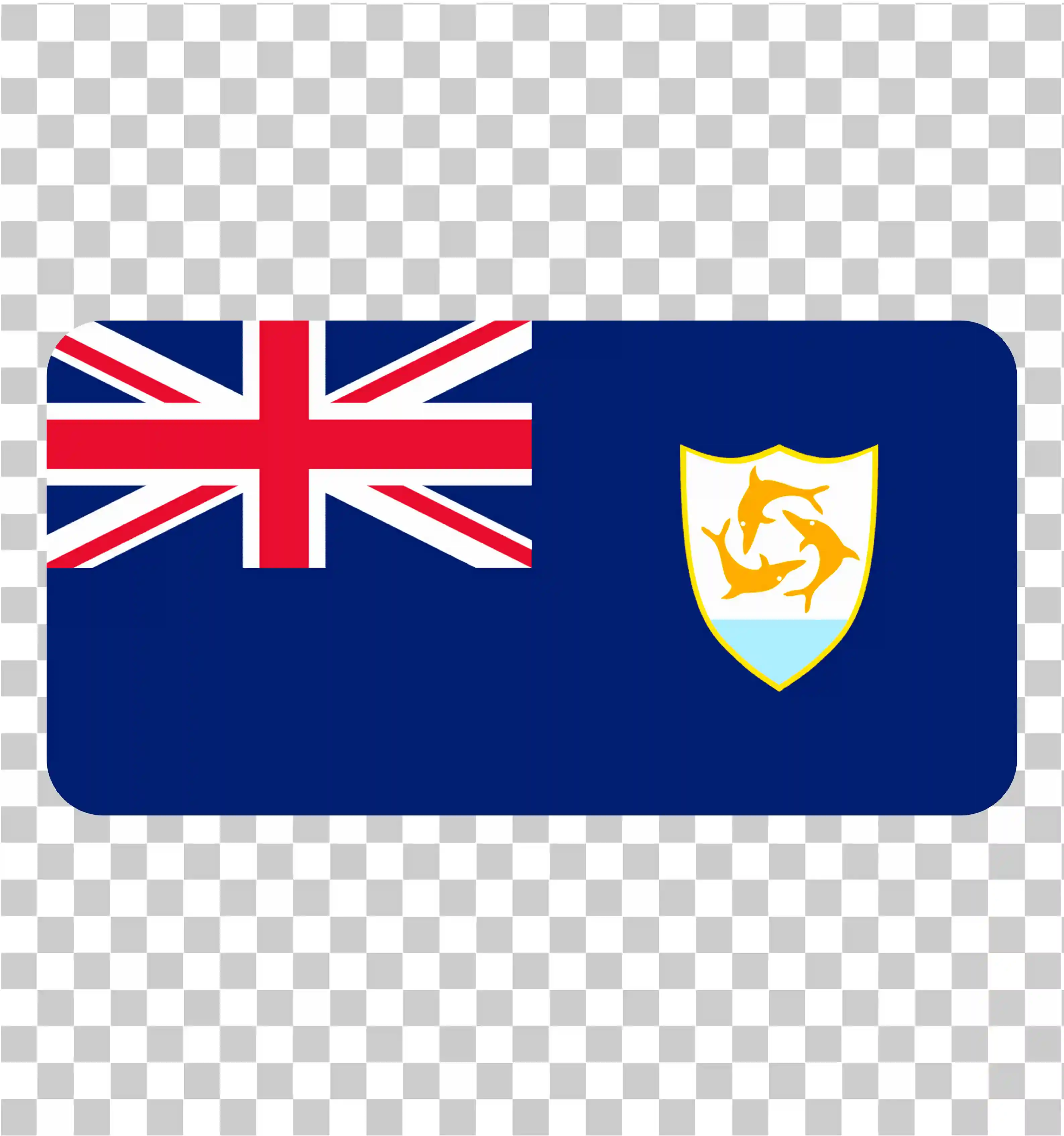Flaga Anguilli, Dolphin National Flag Clipart, Ilustracja wektorowa krajowa, Zaokrąglony kwadratowy szablon png, 