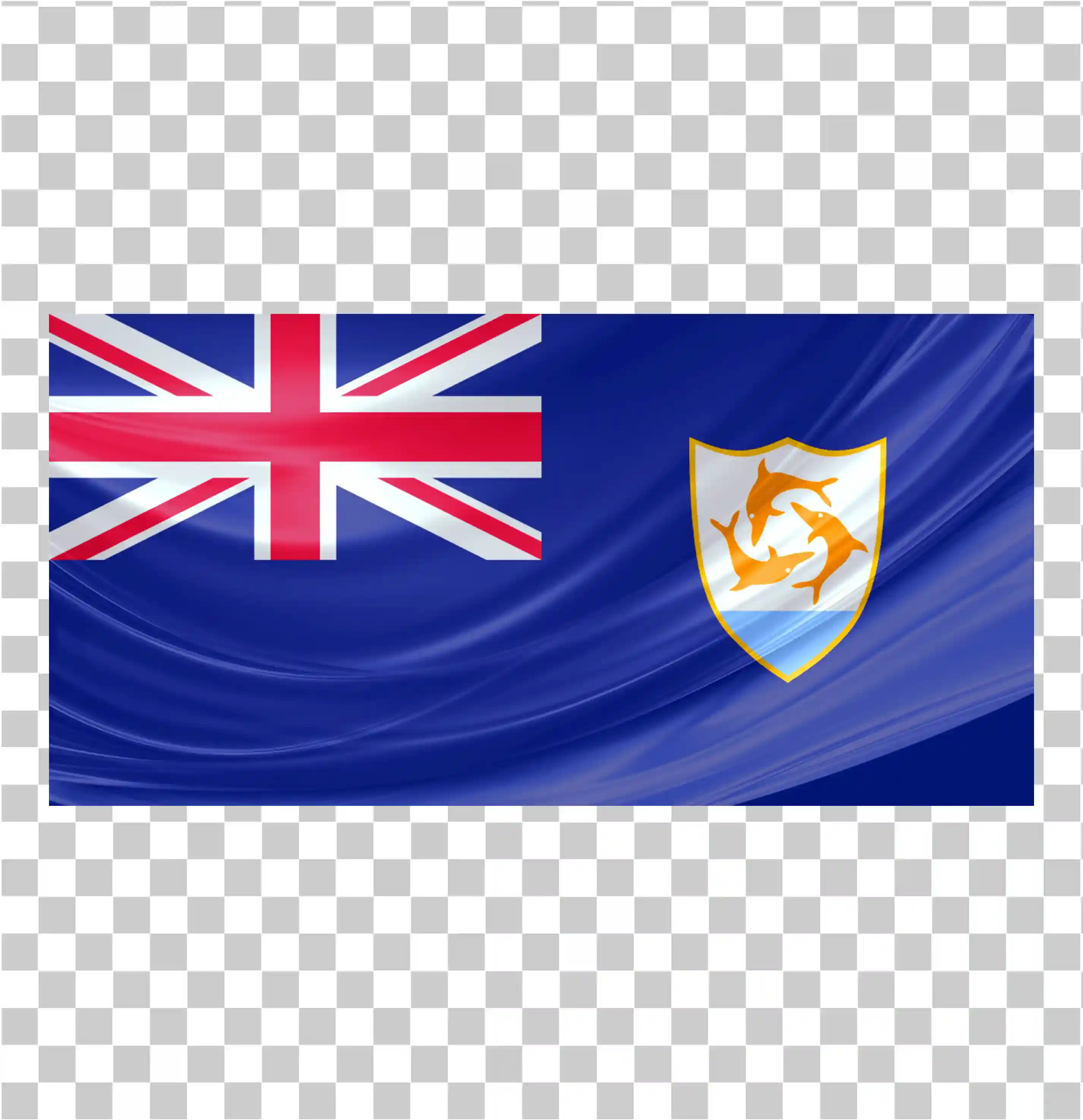 Steagul Anguilla, Fluturând steagul delfinului, Proiectare dreptunghi națională, Vector de pavilion de țară, Ilustrație clipart în PNG, 