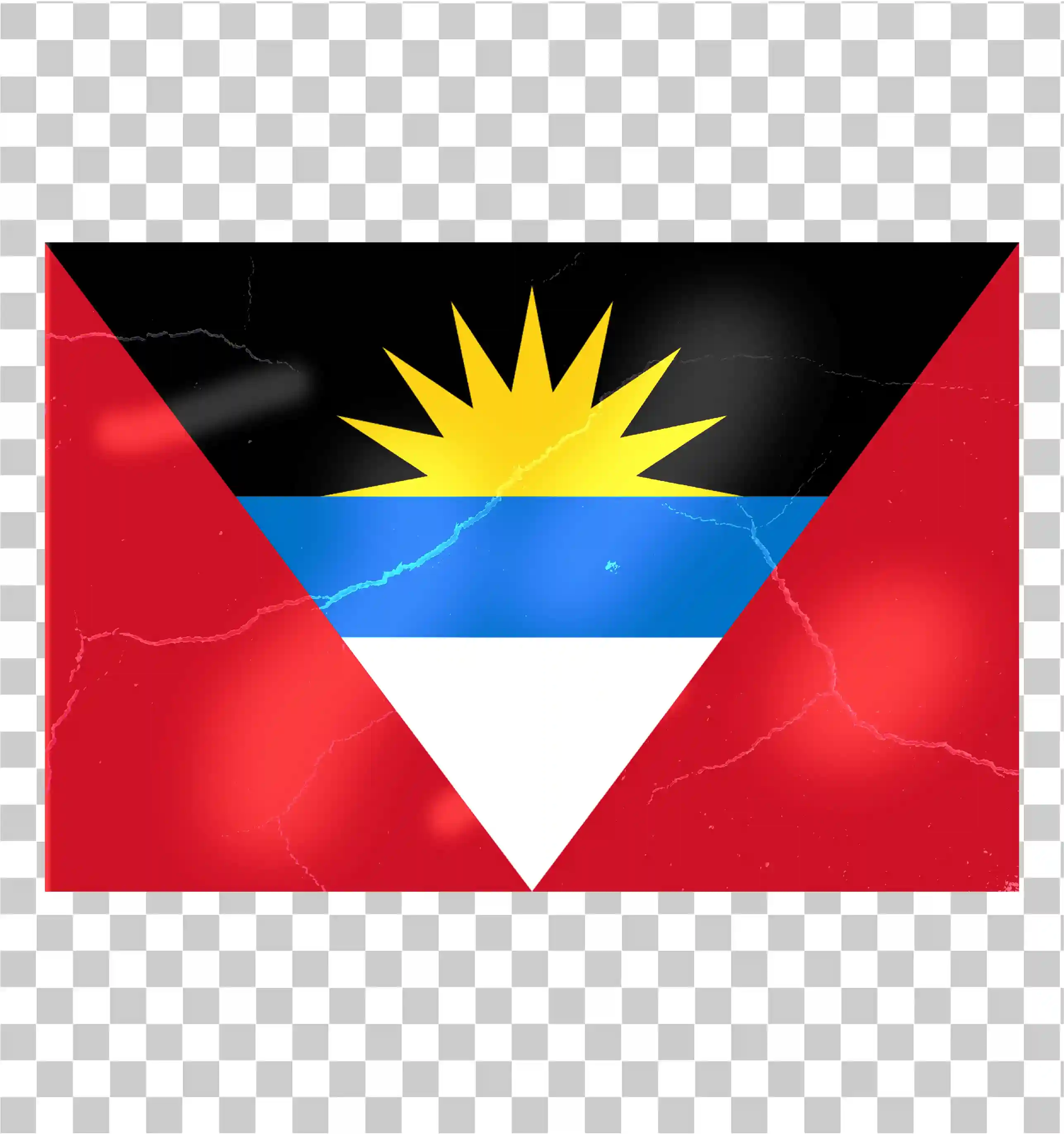 Bendera Antigua dan Barbuda - Desain Vektor, Melambaikan ilustrasi bendera nasional, Clipart yang dapat dicetak & tekstur presiden, 