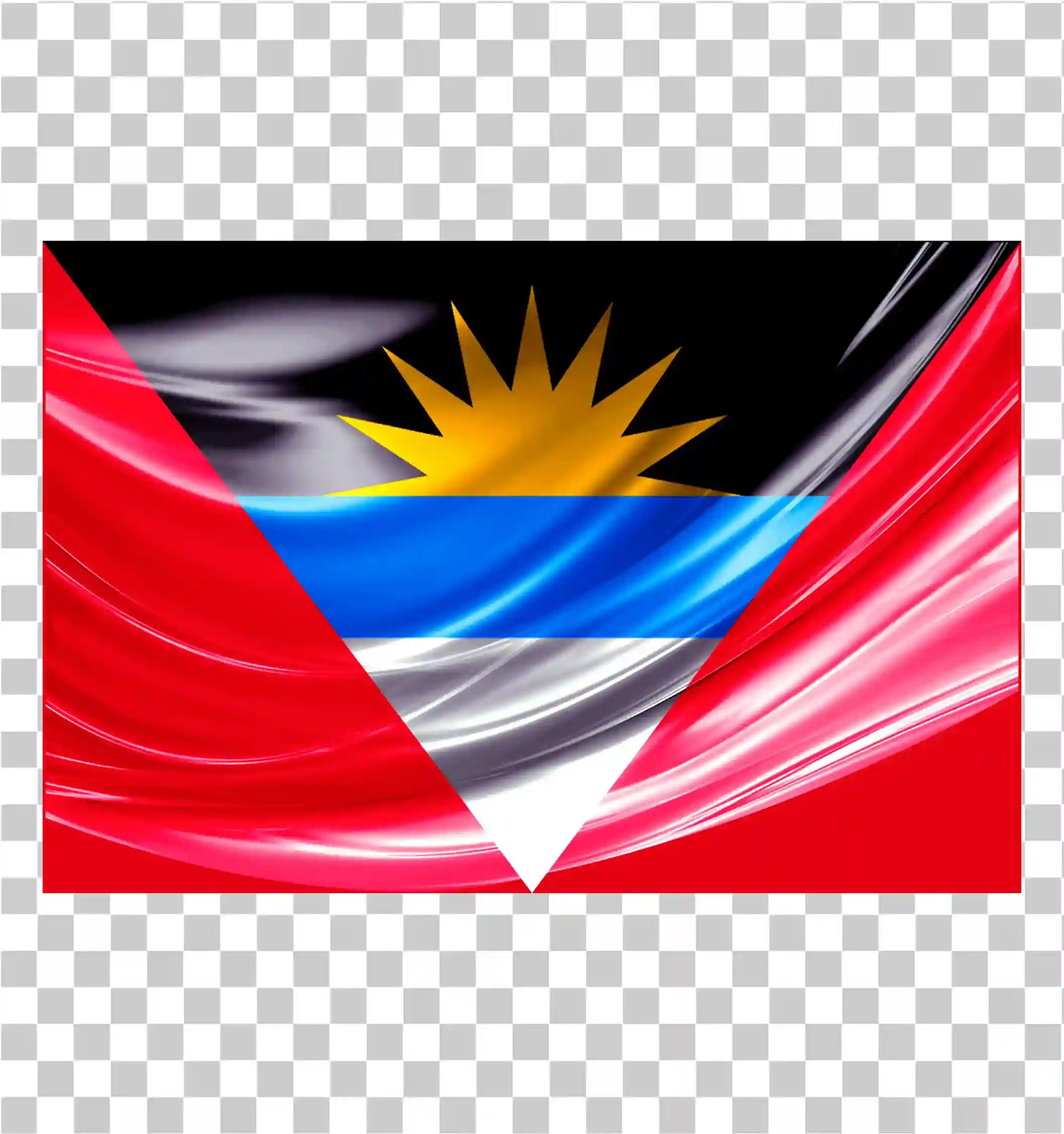 Flag af Antigua og Barbuda Vector Illustration - Wining National Flag Clipart, Udskrivbart landflag med tekstur og præsidentdesign, 