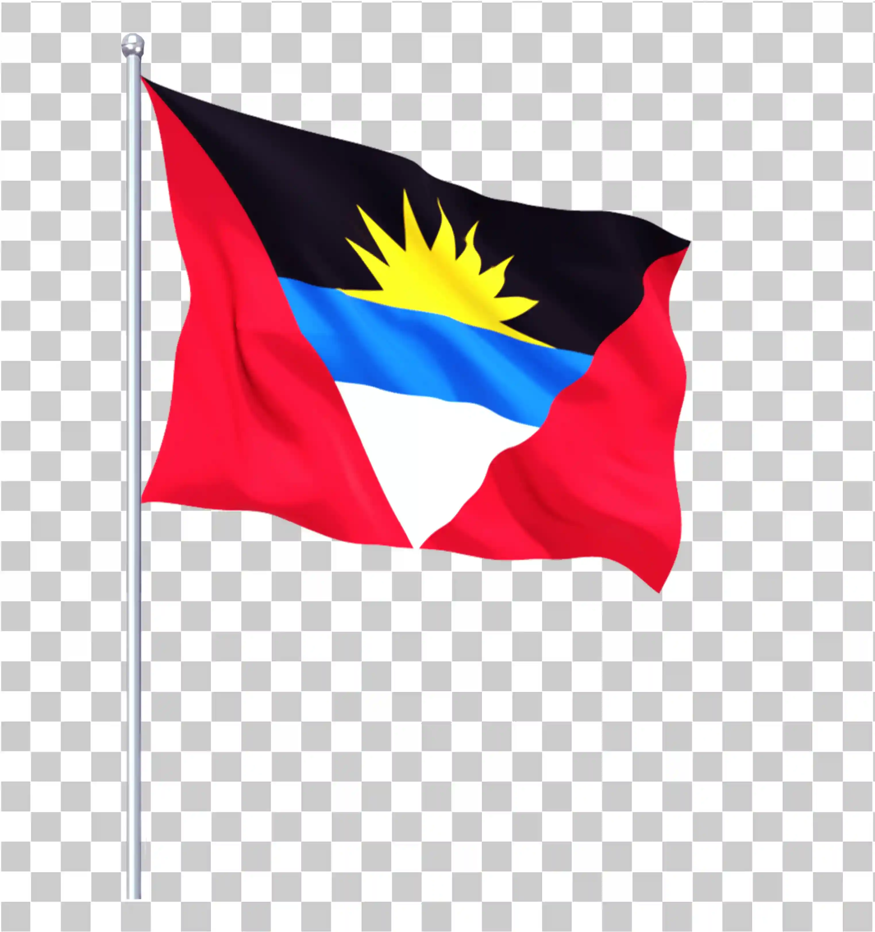 Flag of Antigua and Barbuda – Waving Vector, Flying National Flag Clipart, 
