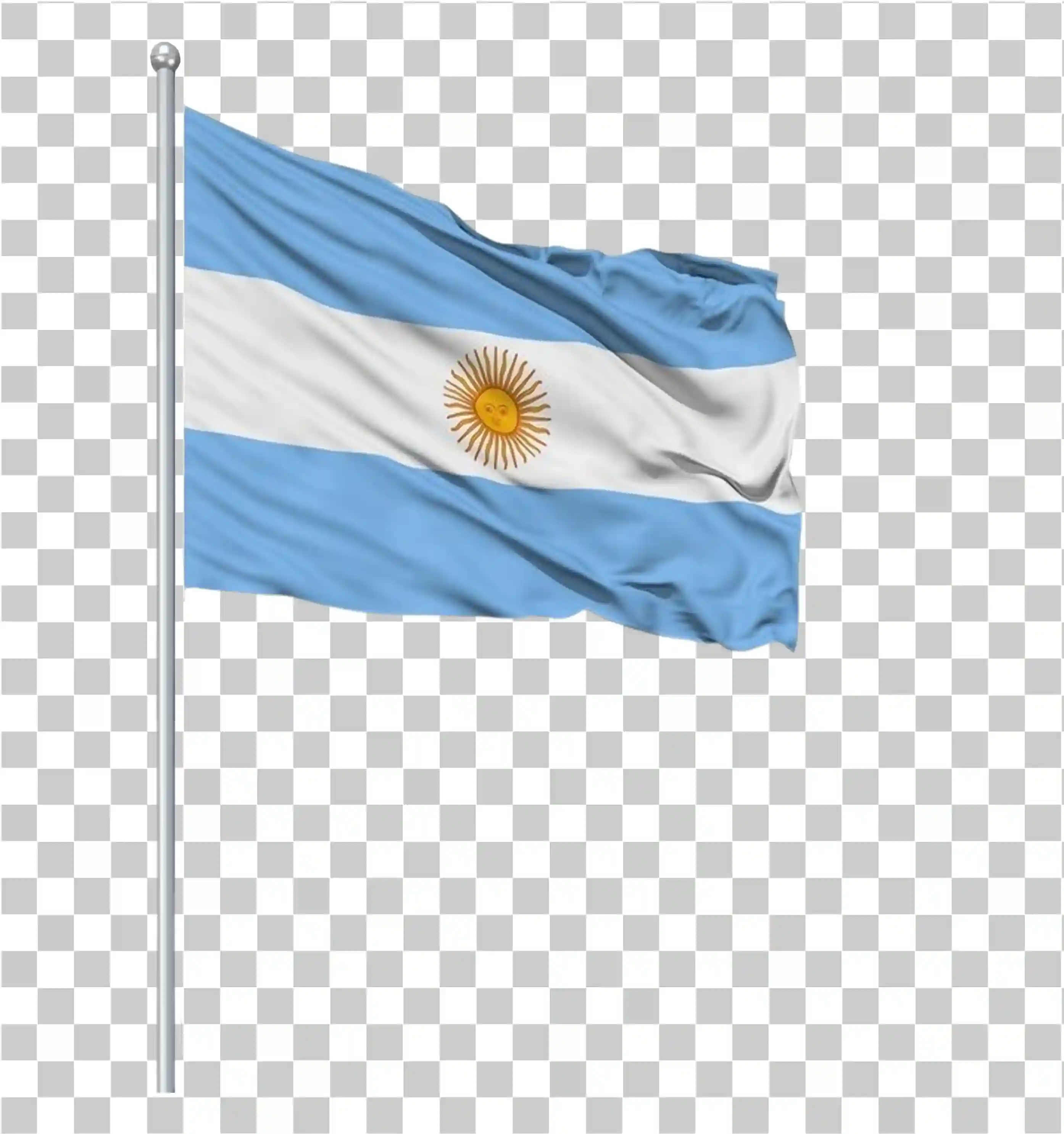 Cờ của Argentina, Cờ vẫy thực tế 3D, Cờ Argentina trên cột cờ, Vector clipart quốc gia, Hình minh họa đồng quê màu xanh và trắng, 