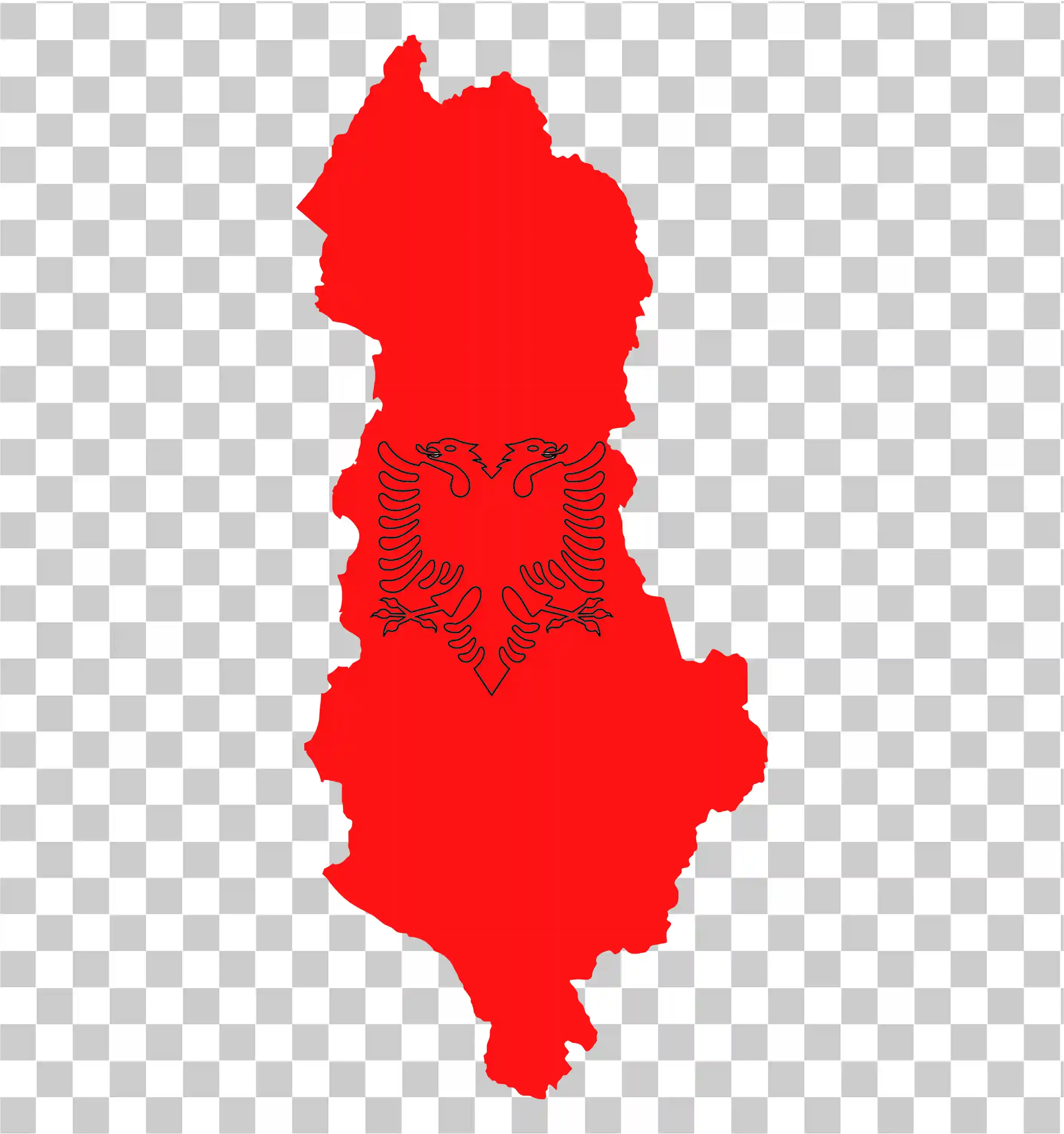 Albania Map, National Flag with Black Eagle, Country Symbol PNG, 