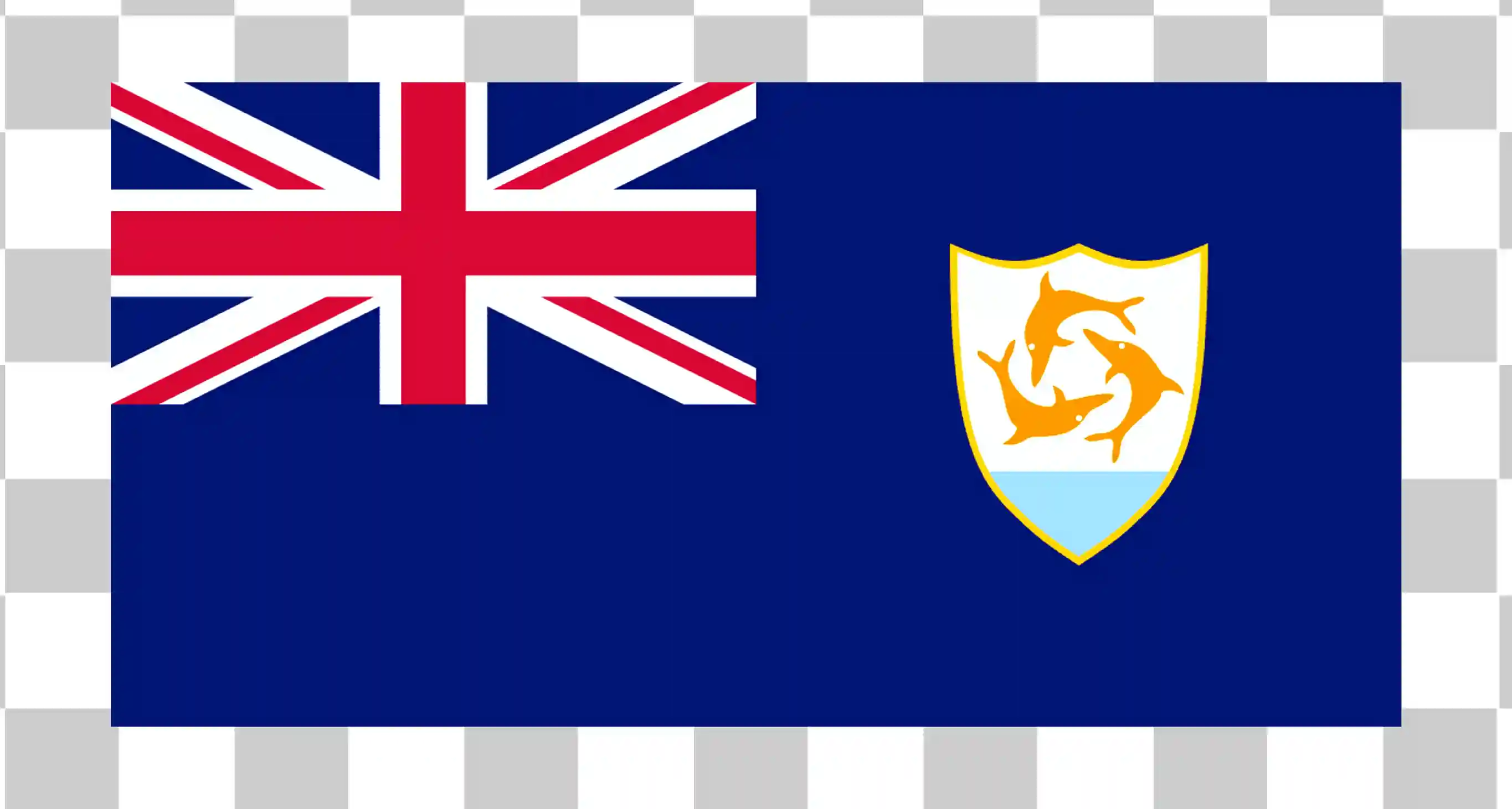 Anguillan lippu, Kansallinen lippu, Anguilla delfiinilippu, Maan lipun vektori, Merimisäkkäiden suunnittelu, Ison -Britannian alueen lippu, Square Realistinen kuva, Clipart PNG -malli, 