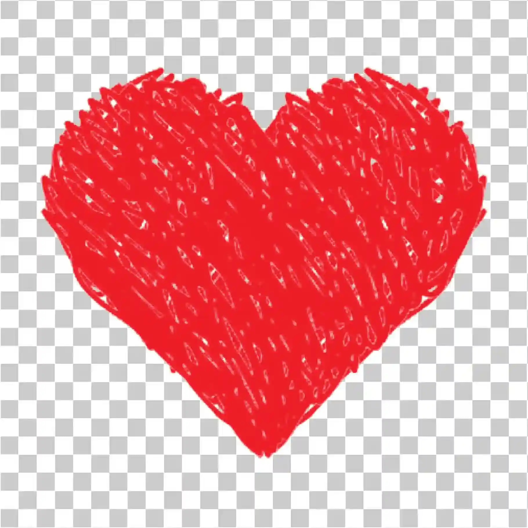 Hand Drawn Red Heart Sketch, Doodle Art & Transparent Icon, 