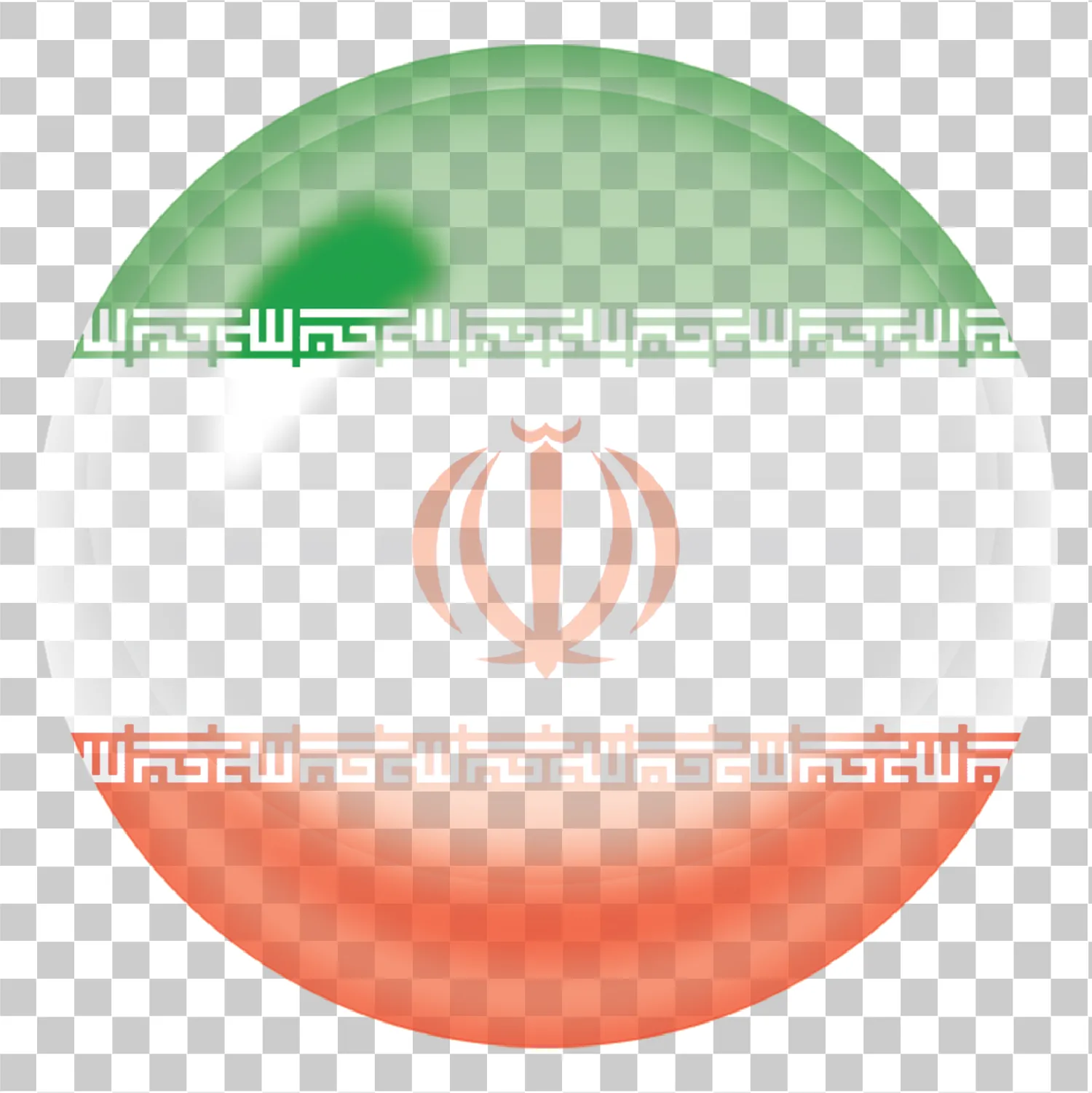 Flag af Iran, Iransk flagikon, Tricolor Green White Red, Circle 3D Symbol, National Emblem, Realistisk vektor, PNG Illustration, Watermark Clipart Design, 