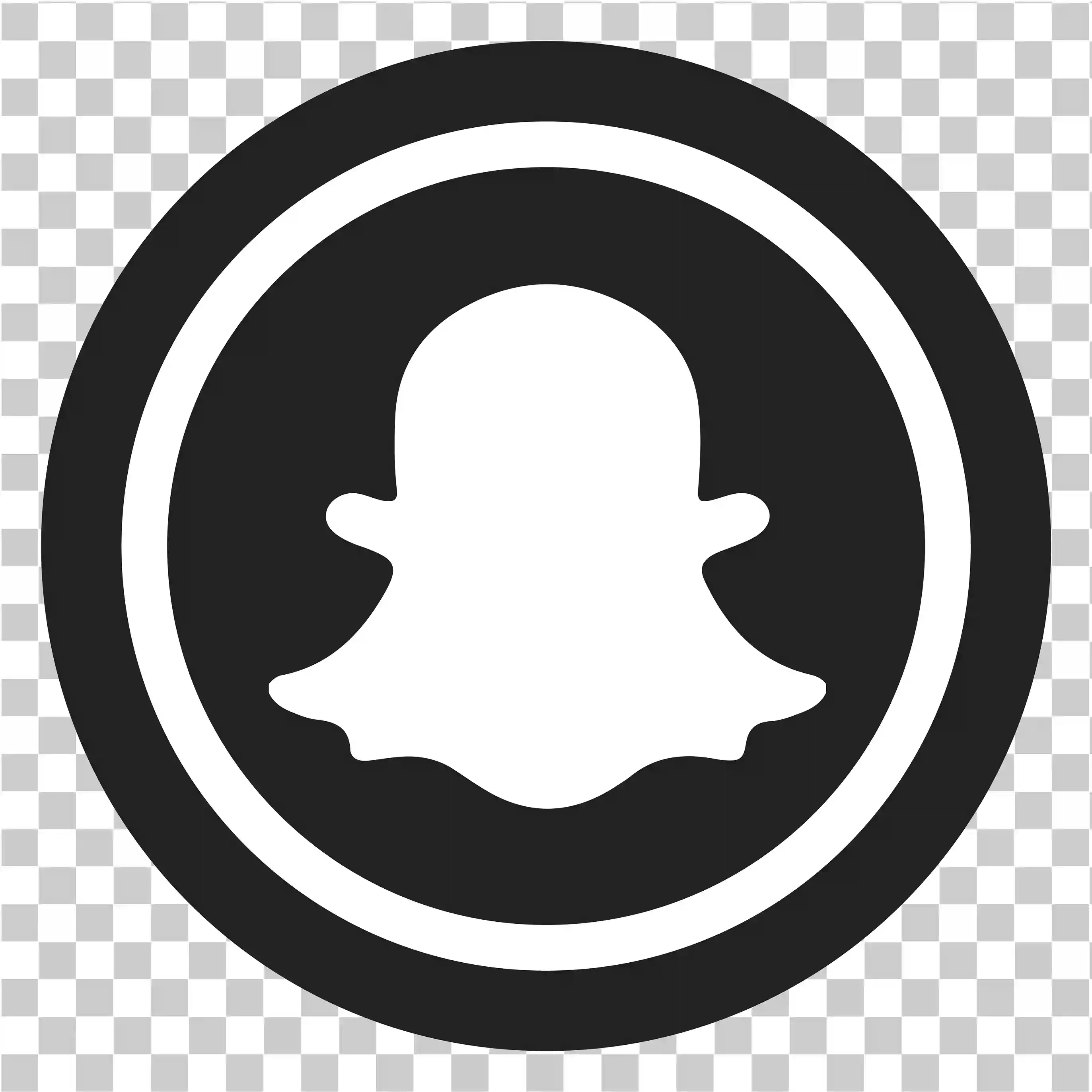 Snapchat -logotyp PNG, All svart logotyp, Cirkelikon, Transparent vektor, Svarta konturer, Sociala medierikon, 