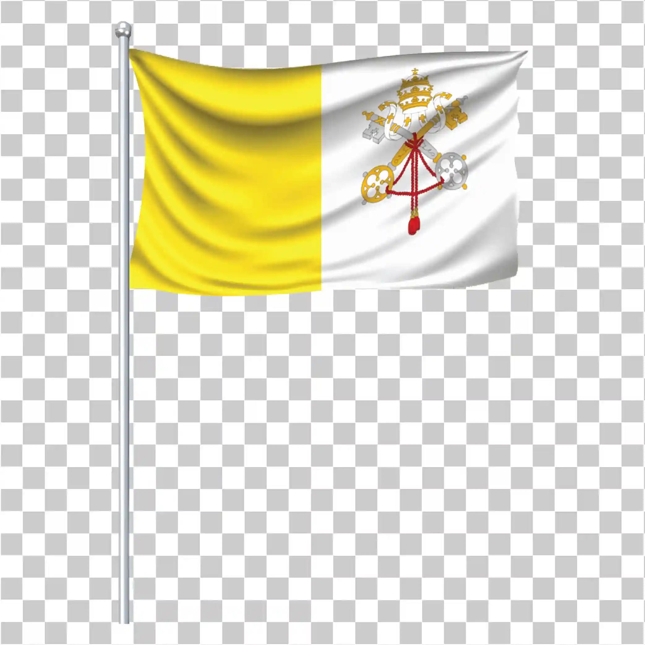 Vatikanstaten viftende flag PNG, Vatikanets flag med stang, 
