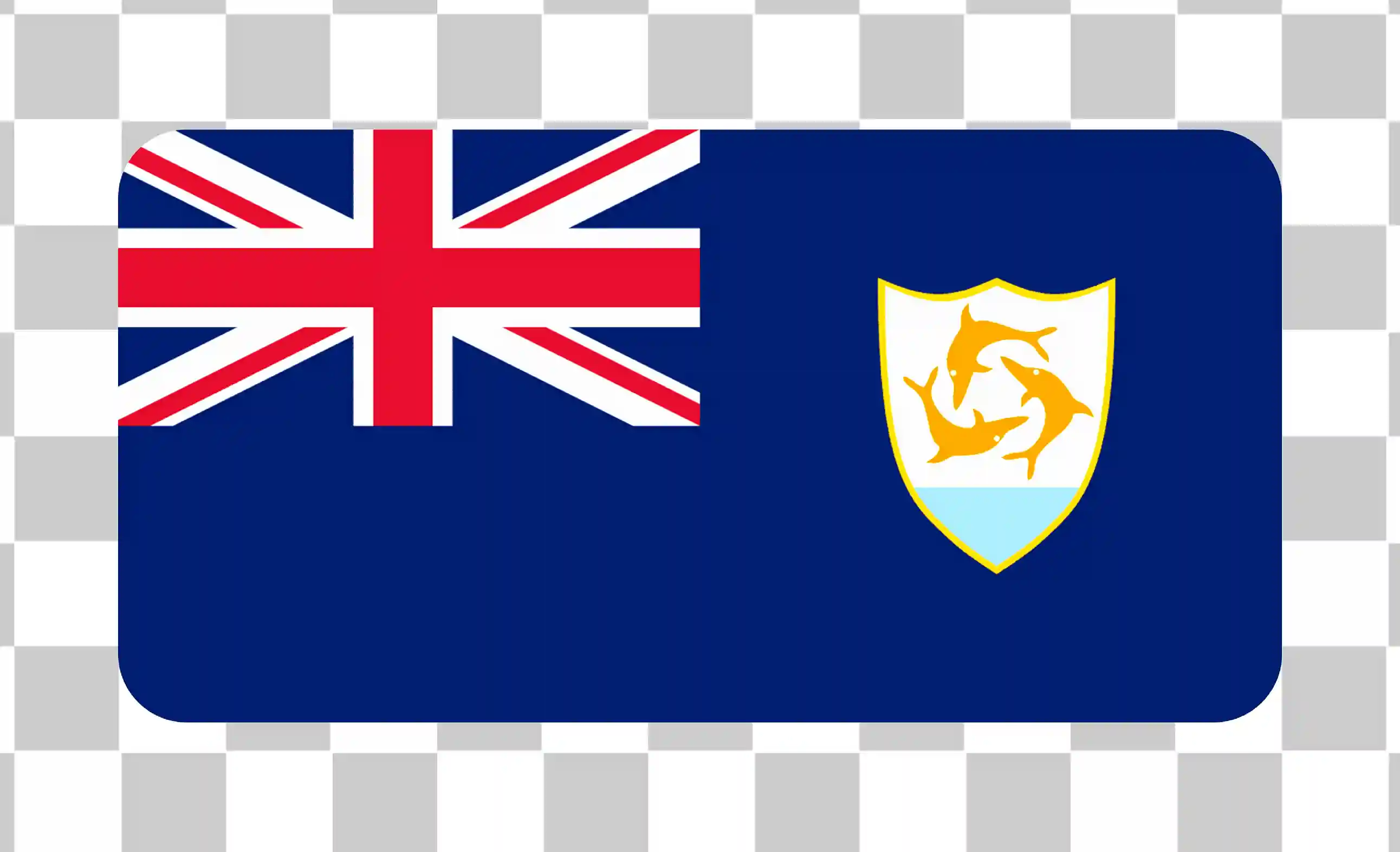 Flagge von Anguilla, Dolphin National Flag Clipart, Ländervektorillustration, Abgerundete quadratische Vorlage PNG, 