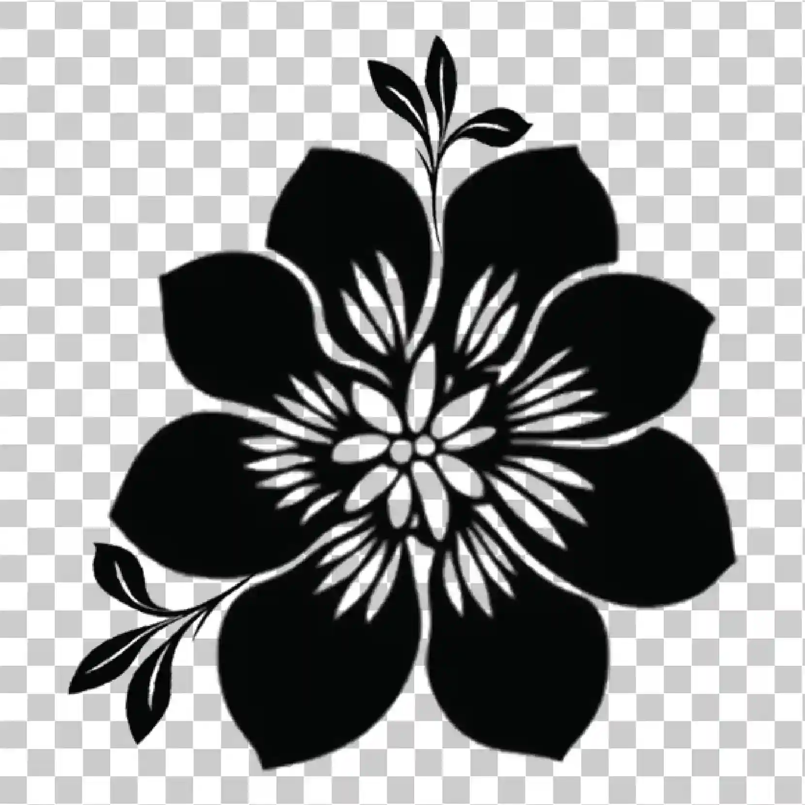 Pennello floreale disegnato a mano, Illustrazione floreale in bianco e nero png, 