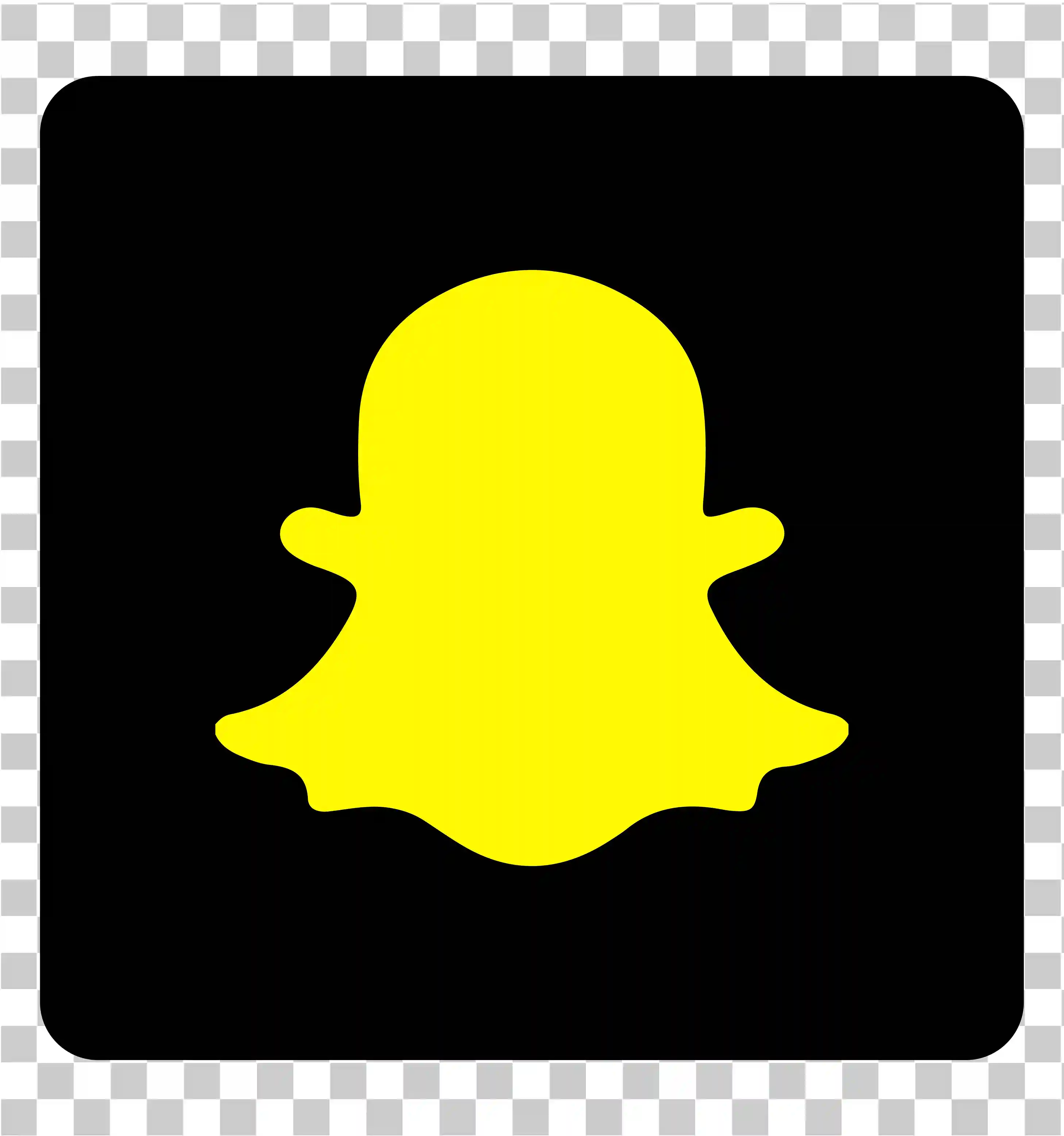 Snapchat Square Logo Png, Logo nero con fantasma giallo, Icona trasparente, Simbolo vettoriale, 