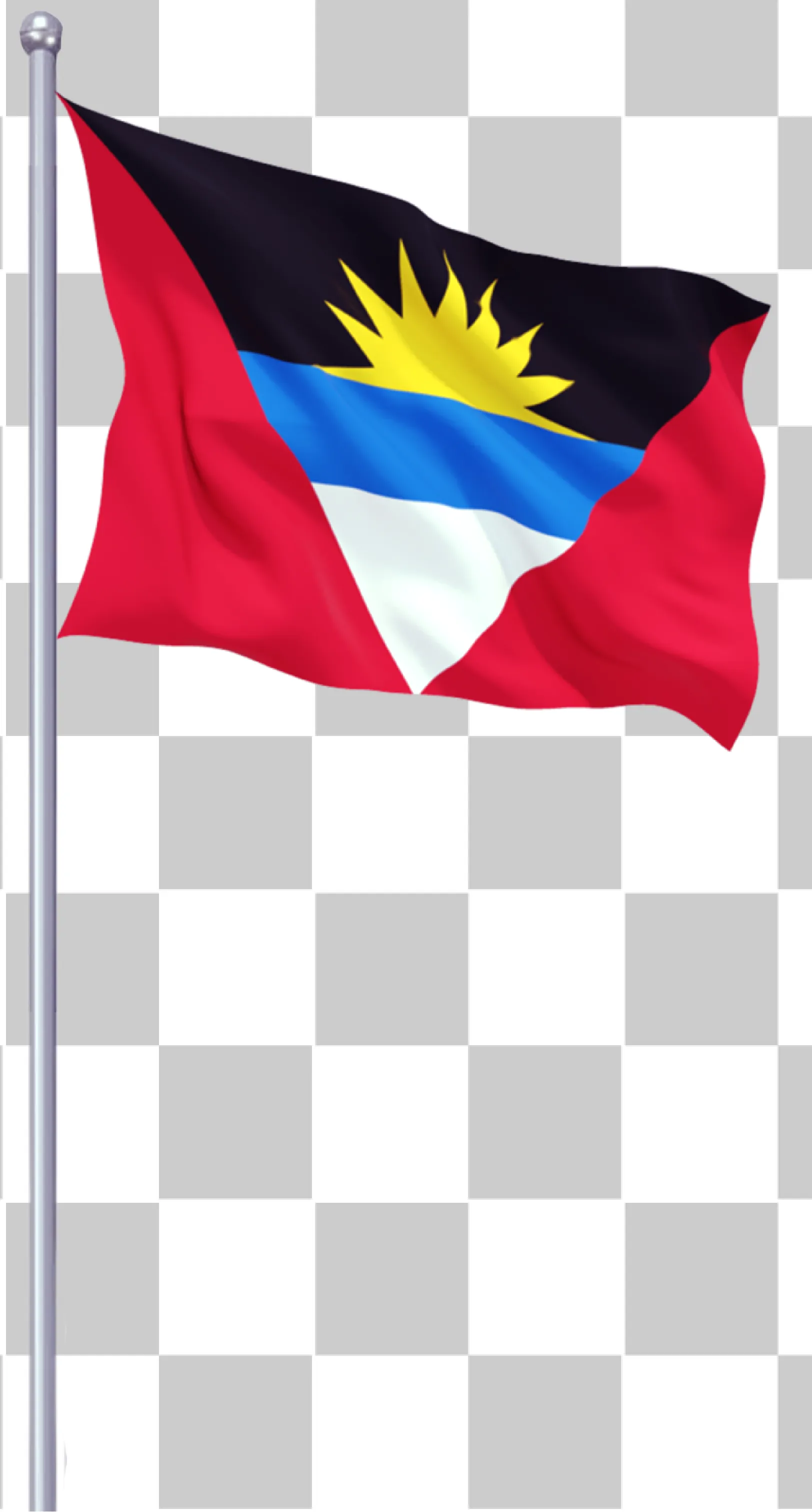 Flagg av Antigua och Barbuda - Waving Vector, Flying National Flag Clipart, 