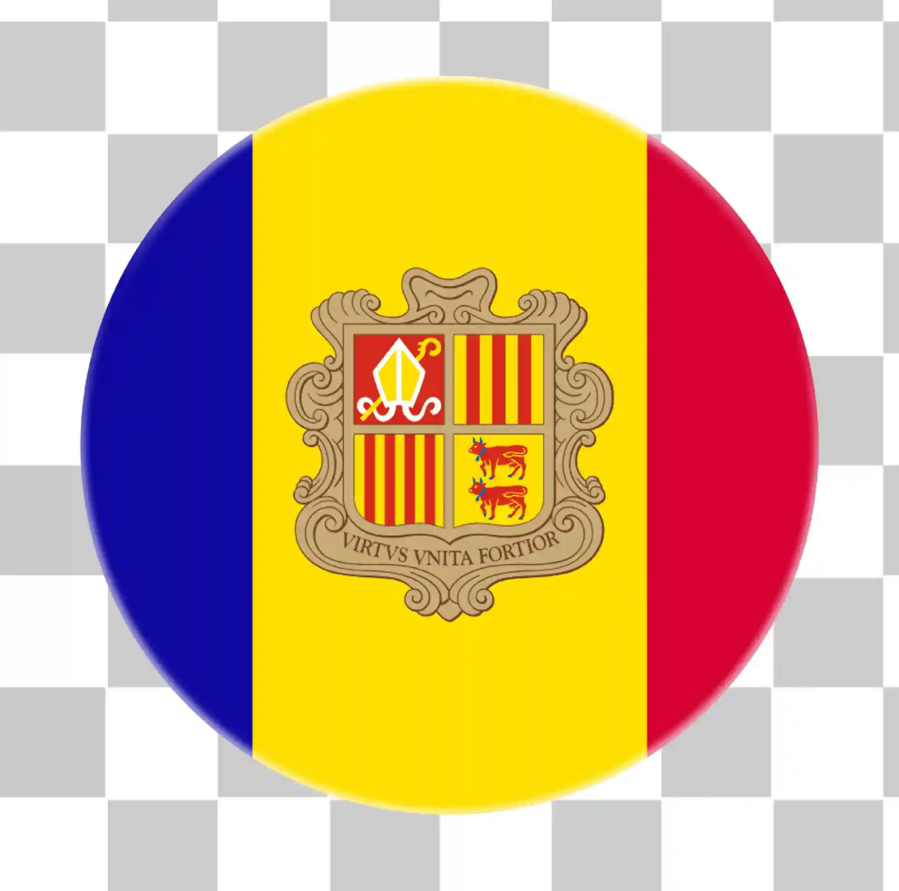 Andorran lippu, Kansallinen maan lippu vektori clipart, 3D -pyöreä pyöristetty PNG -kuva, 