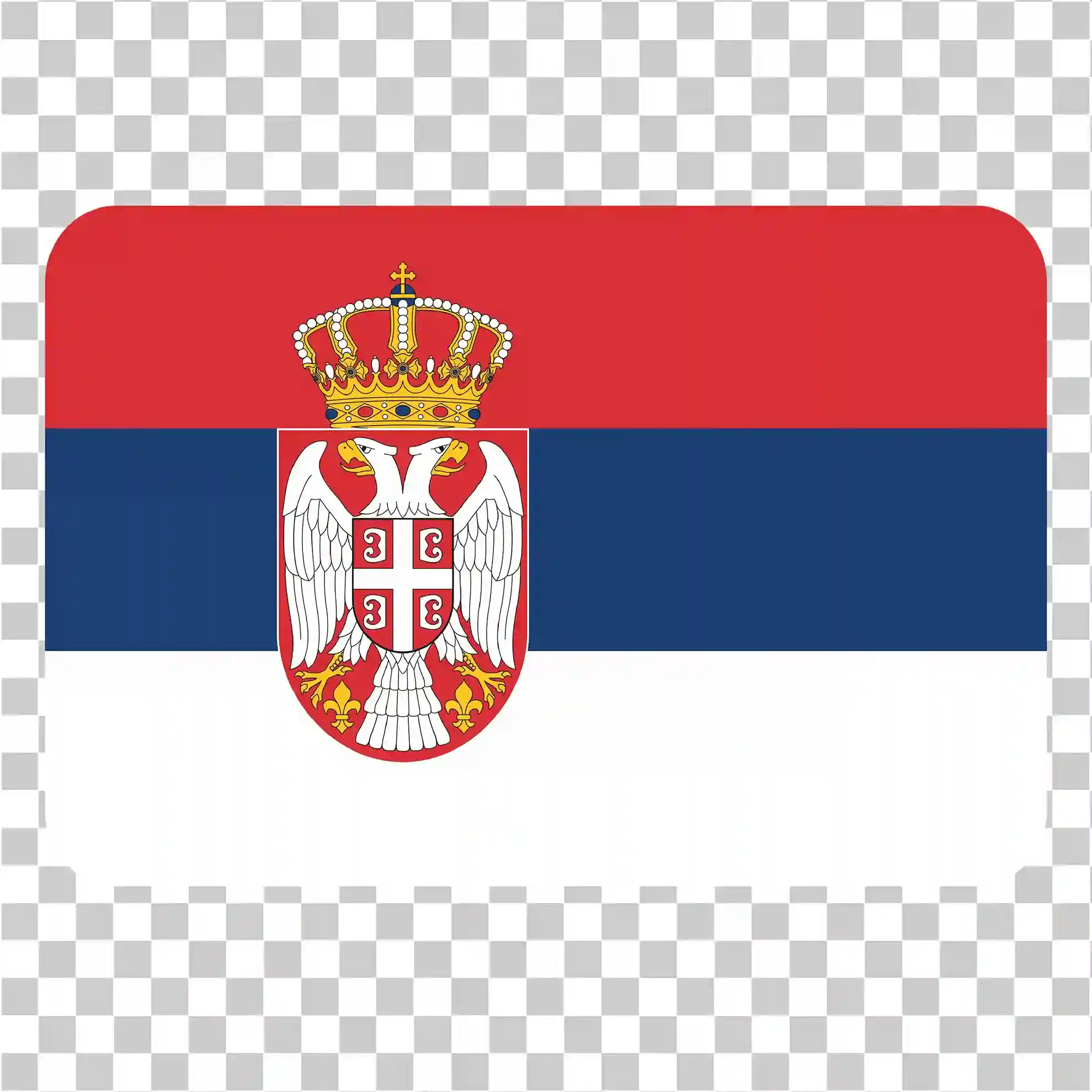 Serbien -Flagge PNG, Nationales Emblem, Square & Runded Vector Banner, Landsymbolfreie Bilder, 