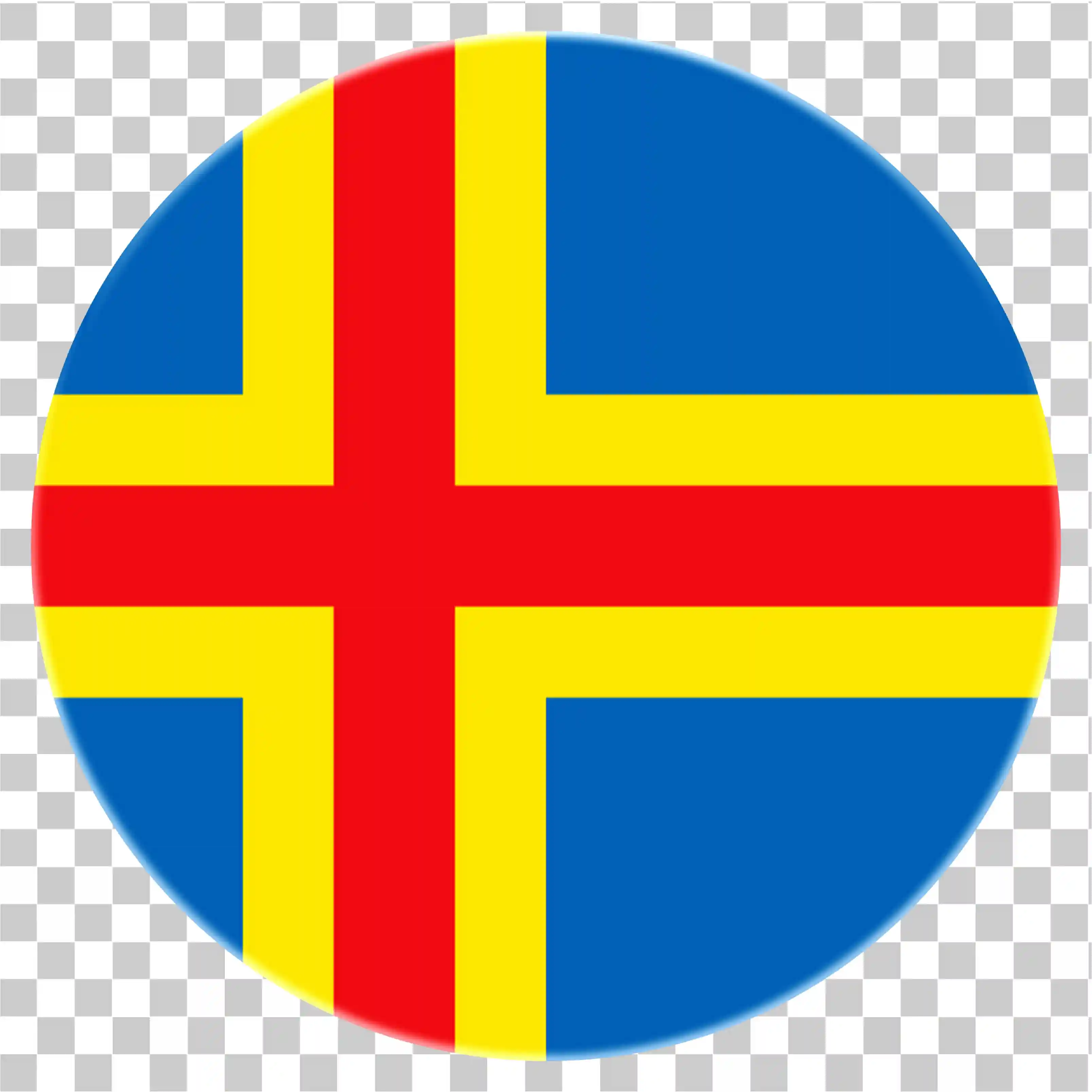 Åland Flag, Flag of Åland Islands, Blue Yellow Cross, Red Cross Blue Flag, Aland Icon, Circle Flag, Round Flag, 3D, Vector, Flag Icon, PNG, 