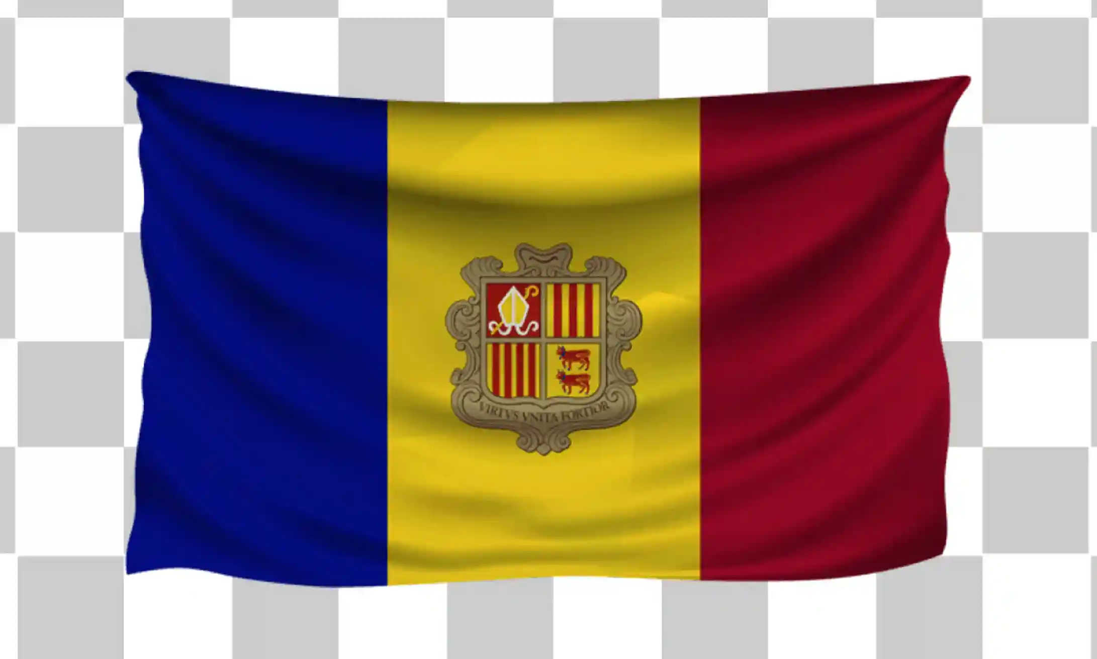 Andorra Flag, Nationale Flagge von Andorra, Realistischer Landflaggenvektor, Clipart Illustration mit Stofftextur, PNG -Design, 