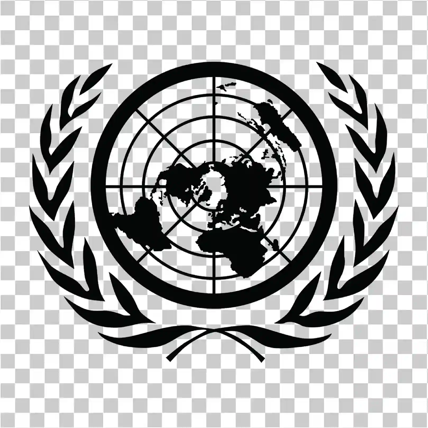UN Black Symbol, United Nations Emblem, Global Peace Logo, 