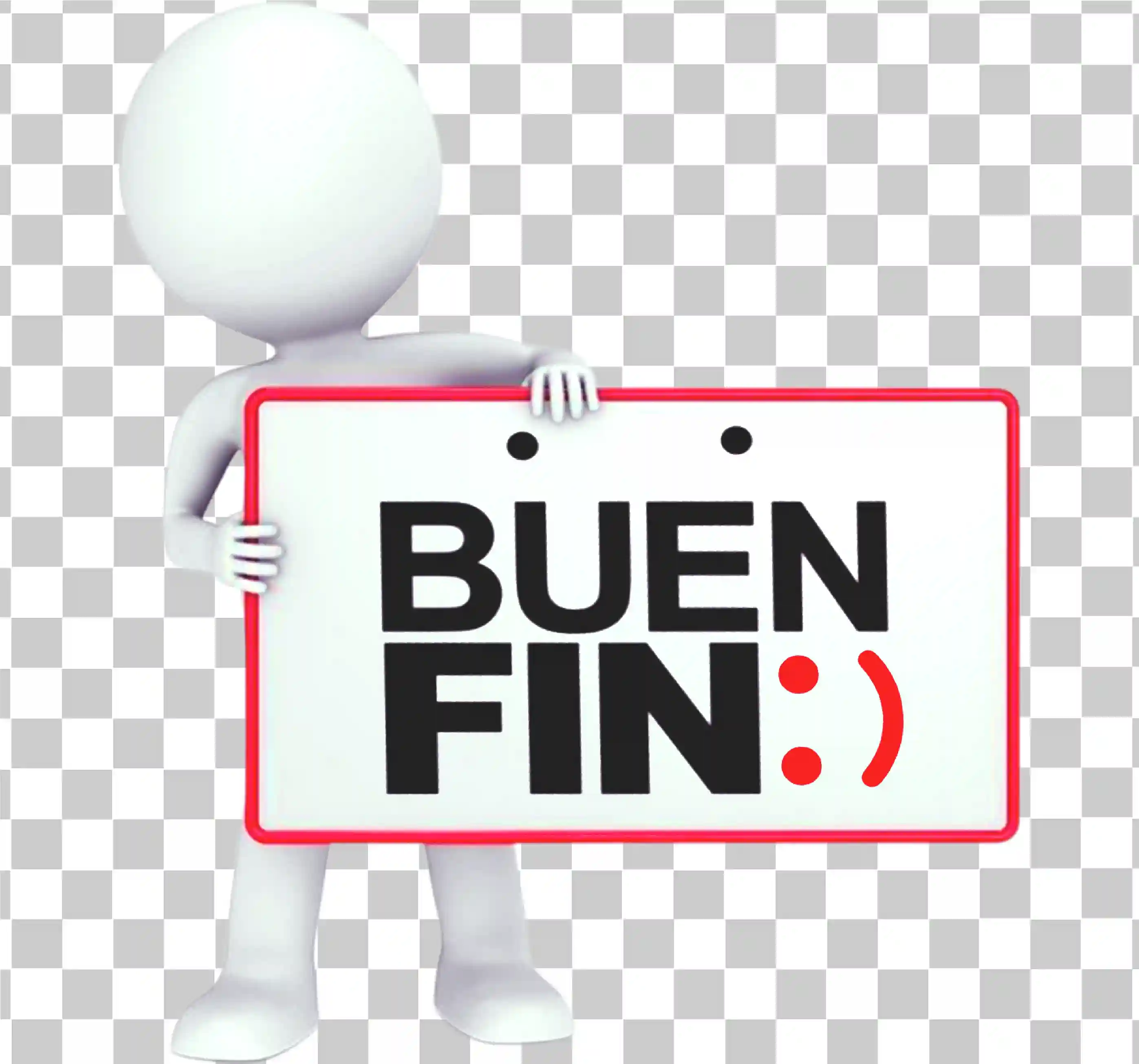 Cartoon Buen Fin Logo in White - Mexic Shopping Day Etichetă de promovare pentru El Buen Fin Reduceri, 