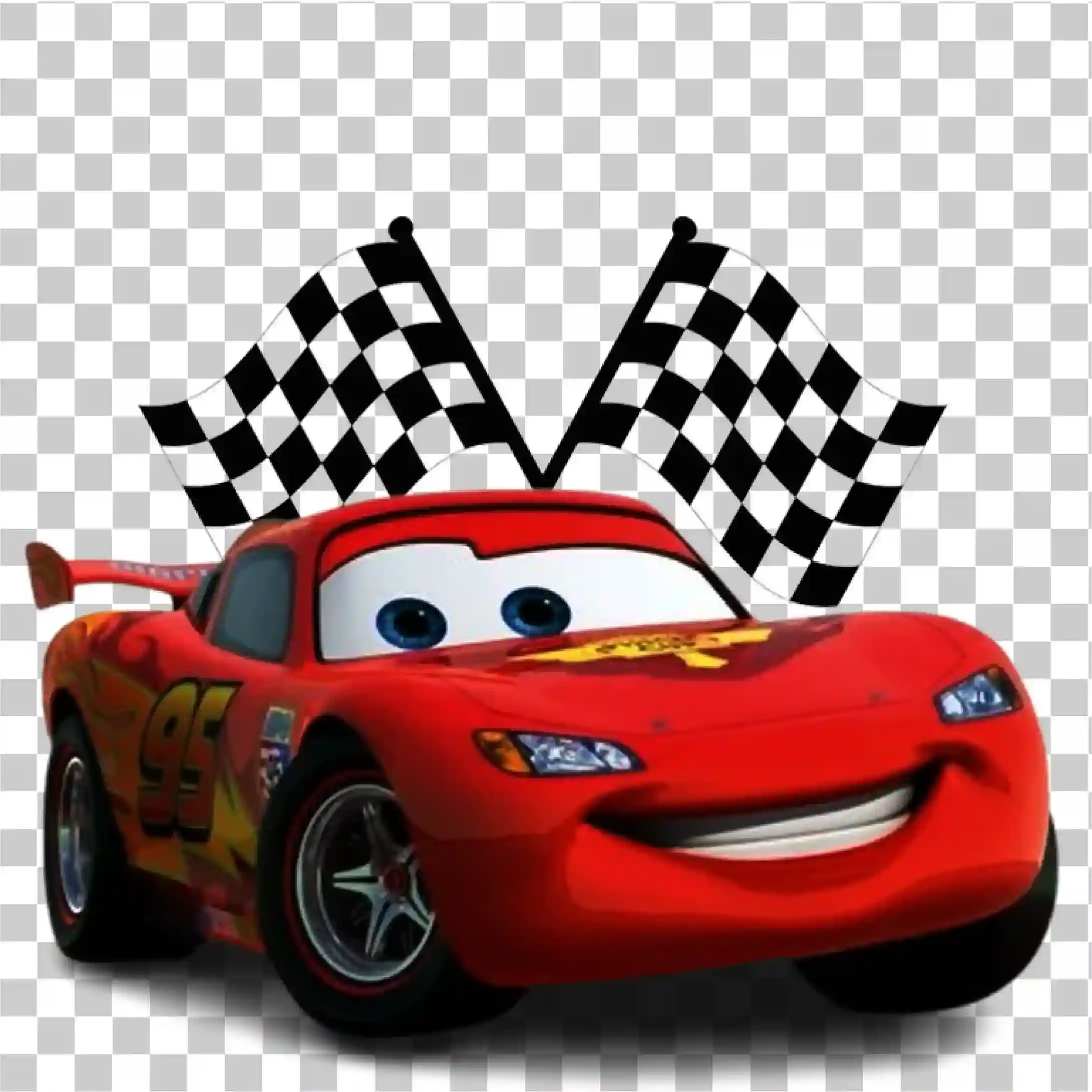 Lightning McQueen, Rayo McQueen PNG, Carro Esportivo Vermelho, Carros de animação rápida e bandeiras de corrida, 