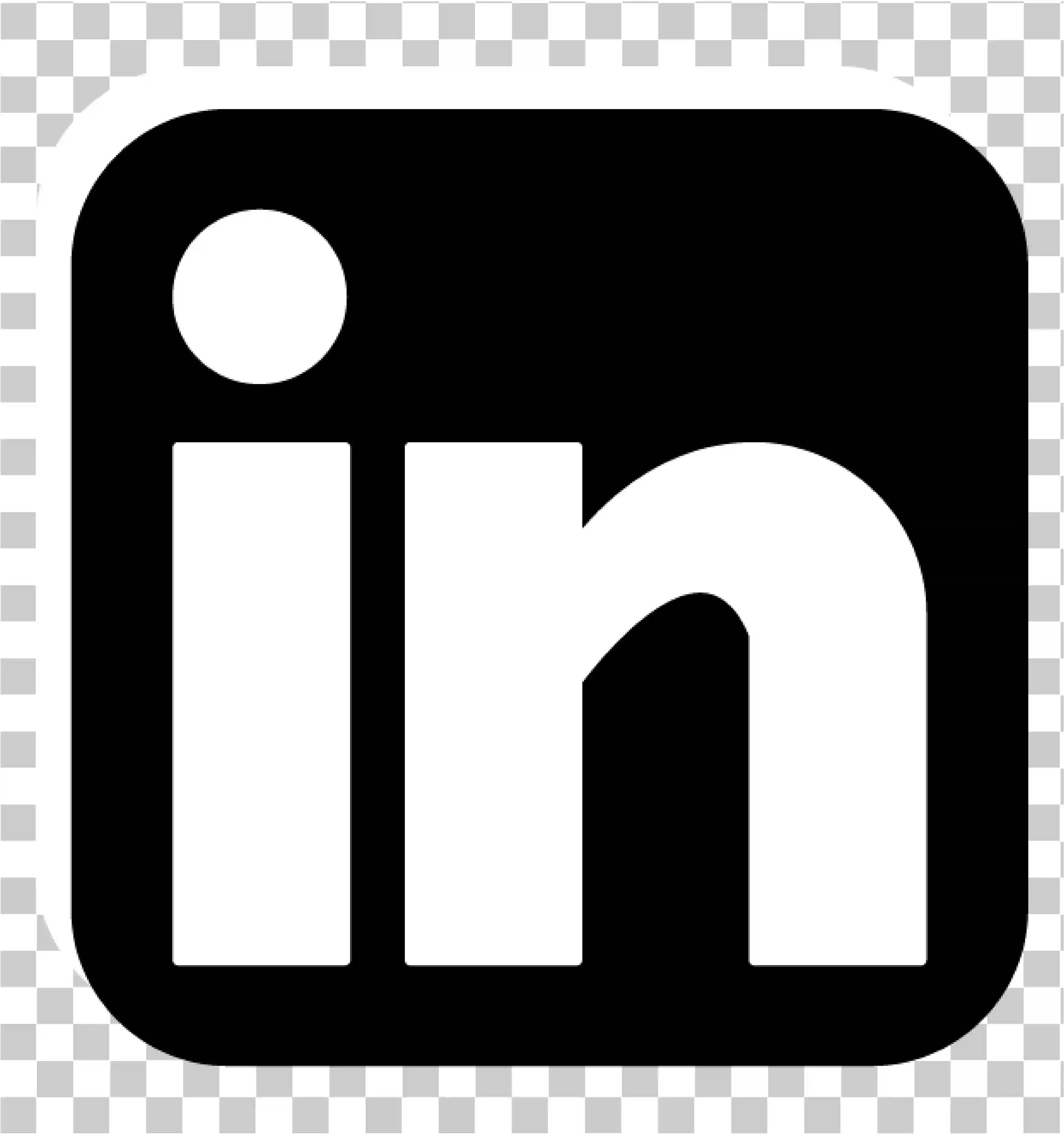 Logotipo do LinkedIn PNG, Ícone arredondado em preto e branco, Símbolo de mídia social transparente vetorial, 