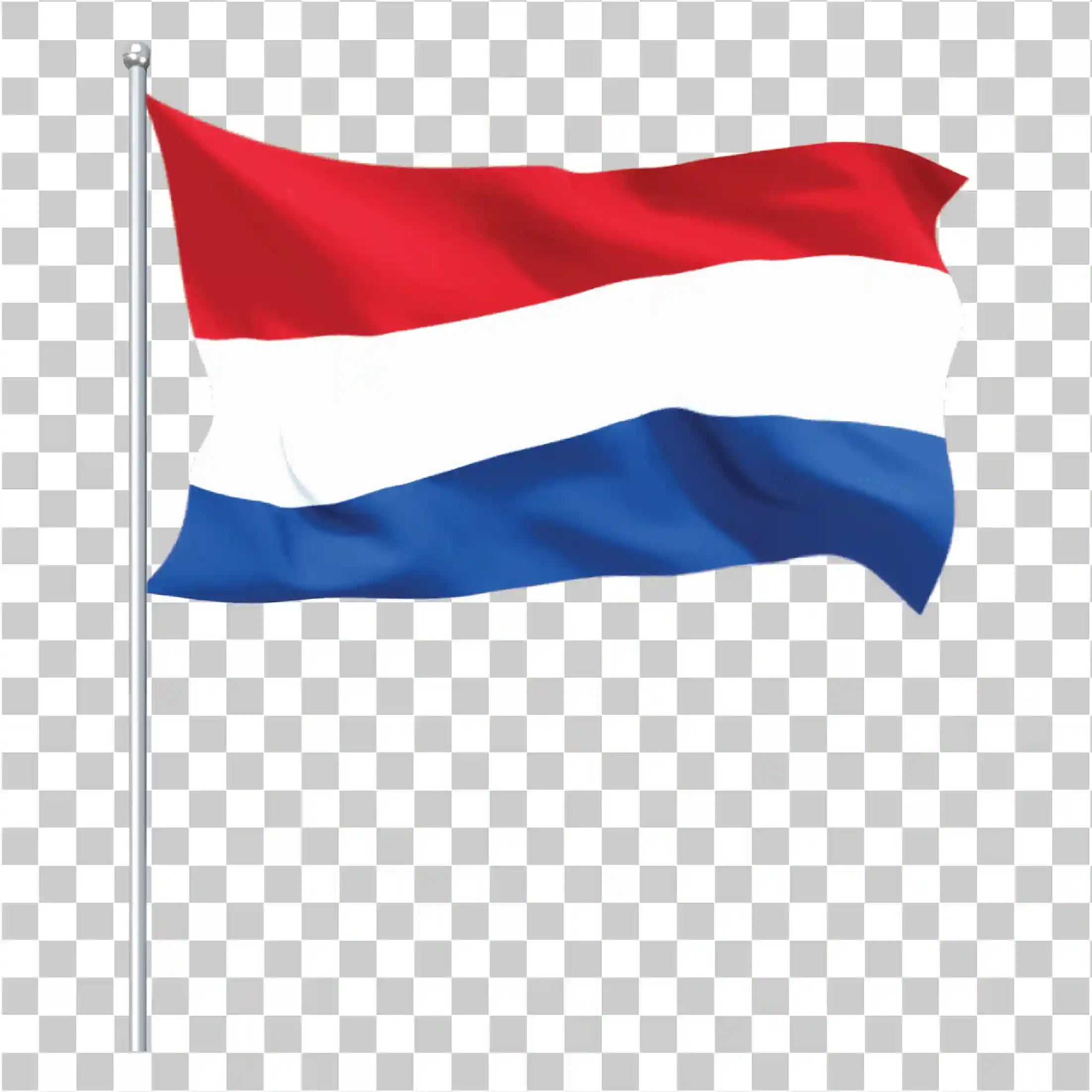 Melambaikan bendera Belanda dengan tiang PNG, Banner Biru Putih Merah Belanda, Vektor Bendera Negara Holland, Gambar bendera nasional Belanda, 
