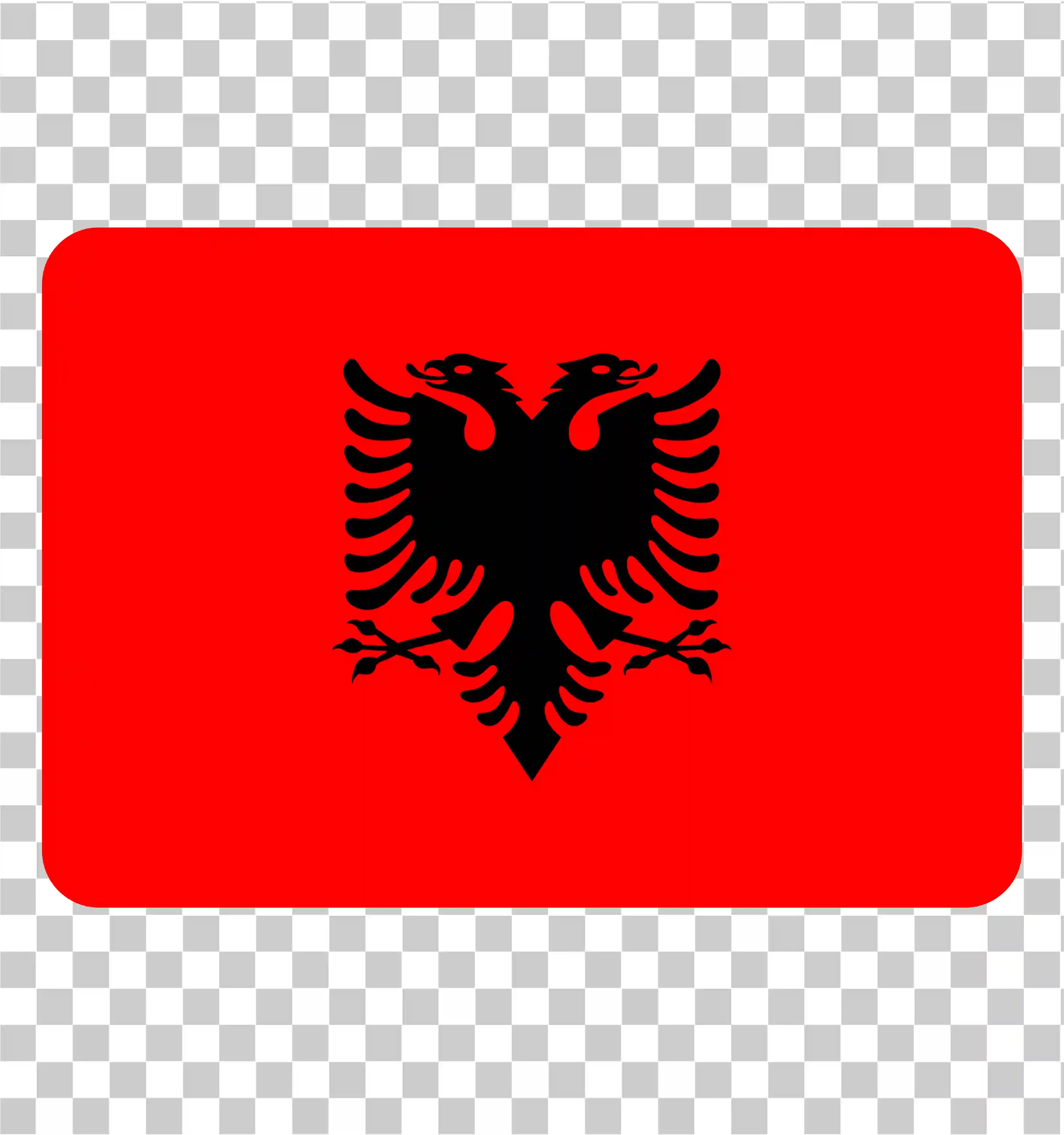 Albania Flag, Red Eagle Symbol, National Day Clipart, PNG Rounded Square, 
