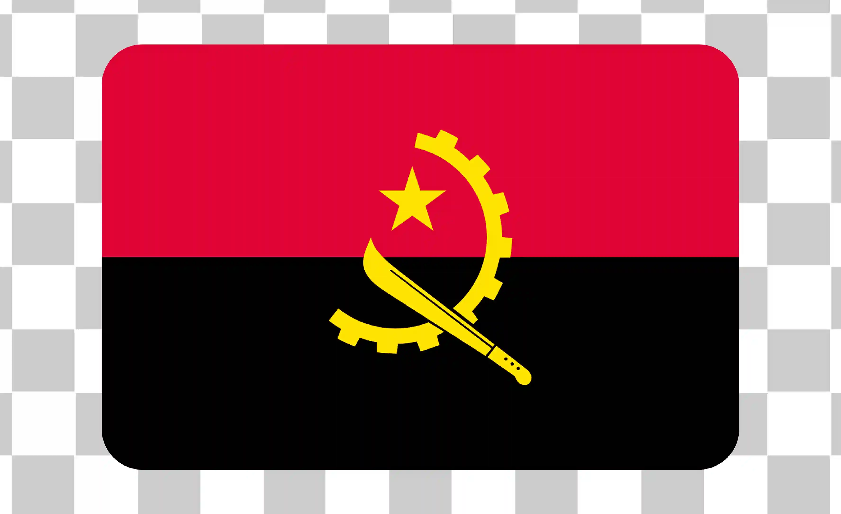 Angola Flag Vector - Målad struktur, Viftande nationell flagga i rundad fyrkantig design, 