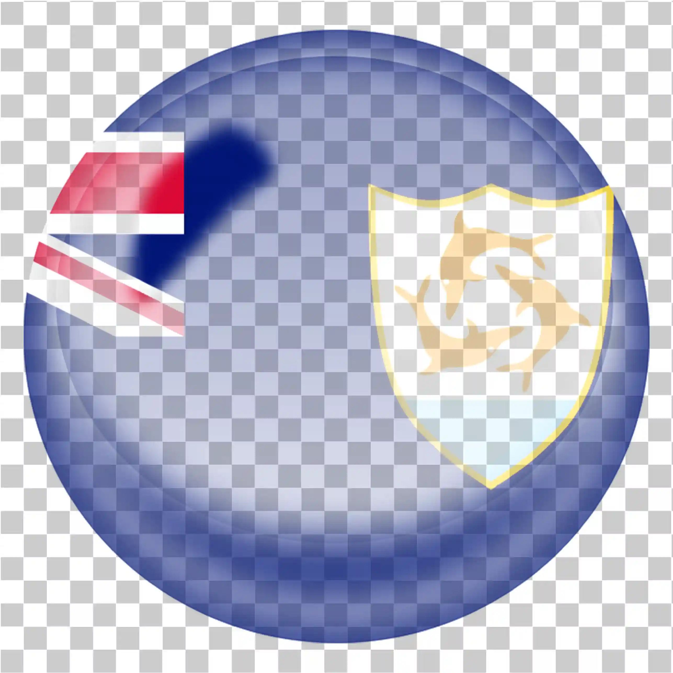 Zaoblený 3D Anguilla Flag, Kruhový delfínový vlajka Anguilla, Realistický vektor PNG, Kliparta národní vlajky s texturou a vodoznakem, 