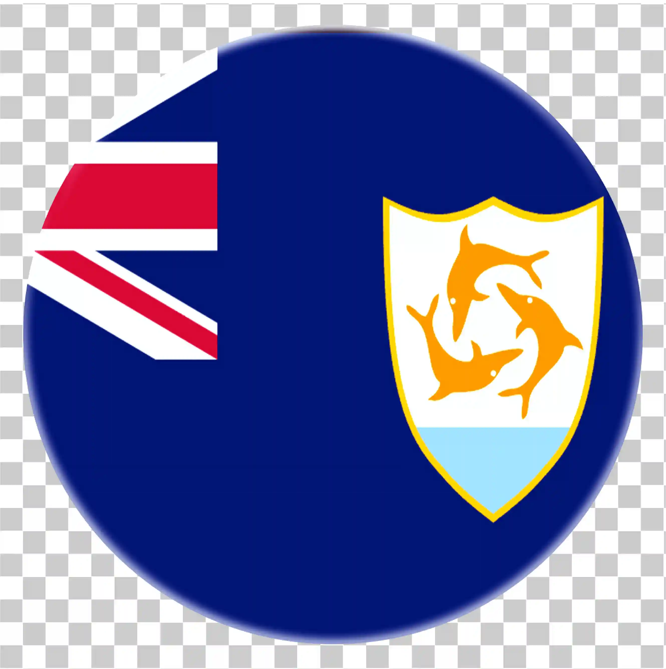 Zaoblený 3D Anguilla Flag, Circular Dolphin National Flag of Anguilla, Realistický vektor vlajky vektoru PNG, 