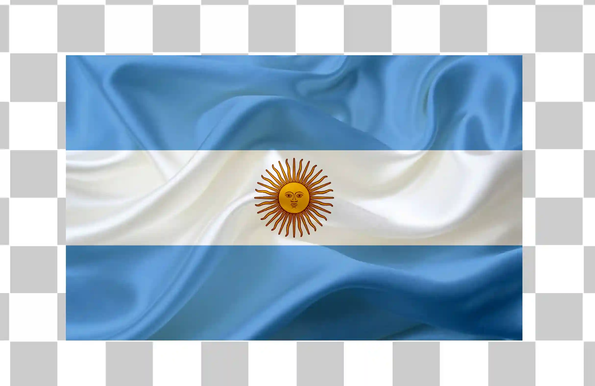 Wehne argentinische Flagge PNG - Blue & White Flag mit Sonne of May Symbol und Textur, 
