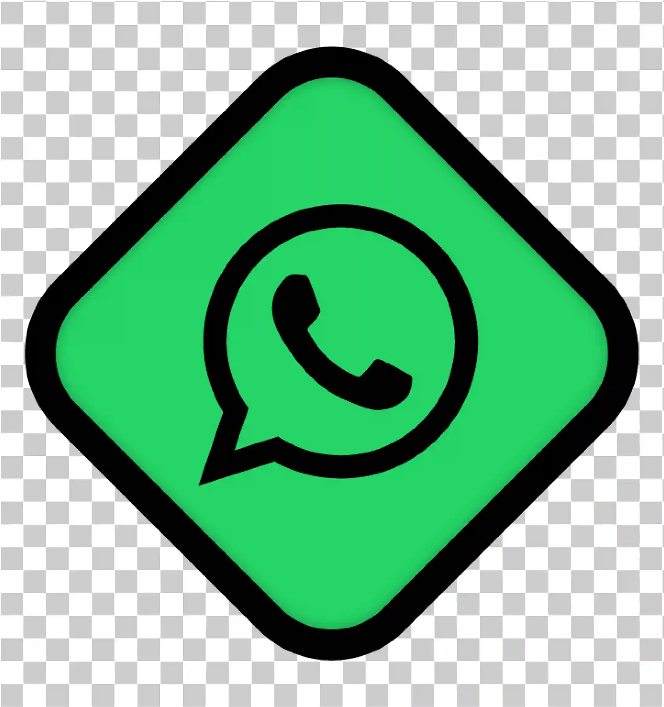 Whatsapp logo png, icona, simbolo, Vector, clipart, Immagine, Messaggero, verde scuro, nero, arrotondato, contorno, Telefono, social media, affari, app, Web, Download gratuito, 