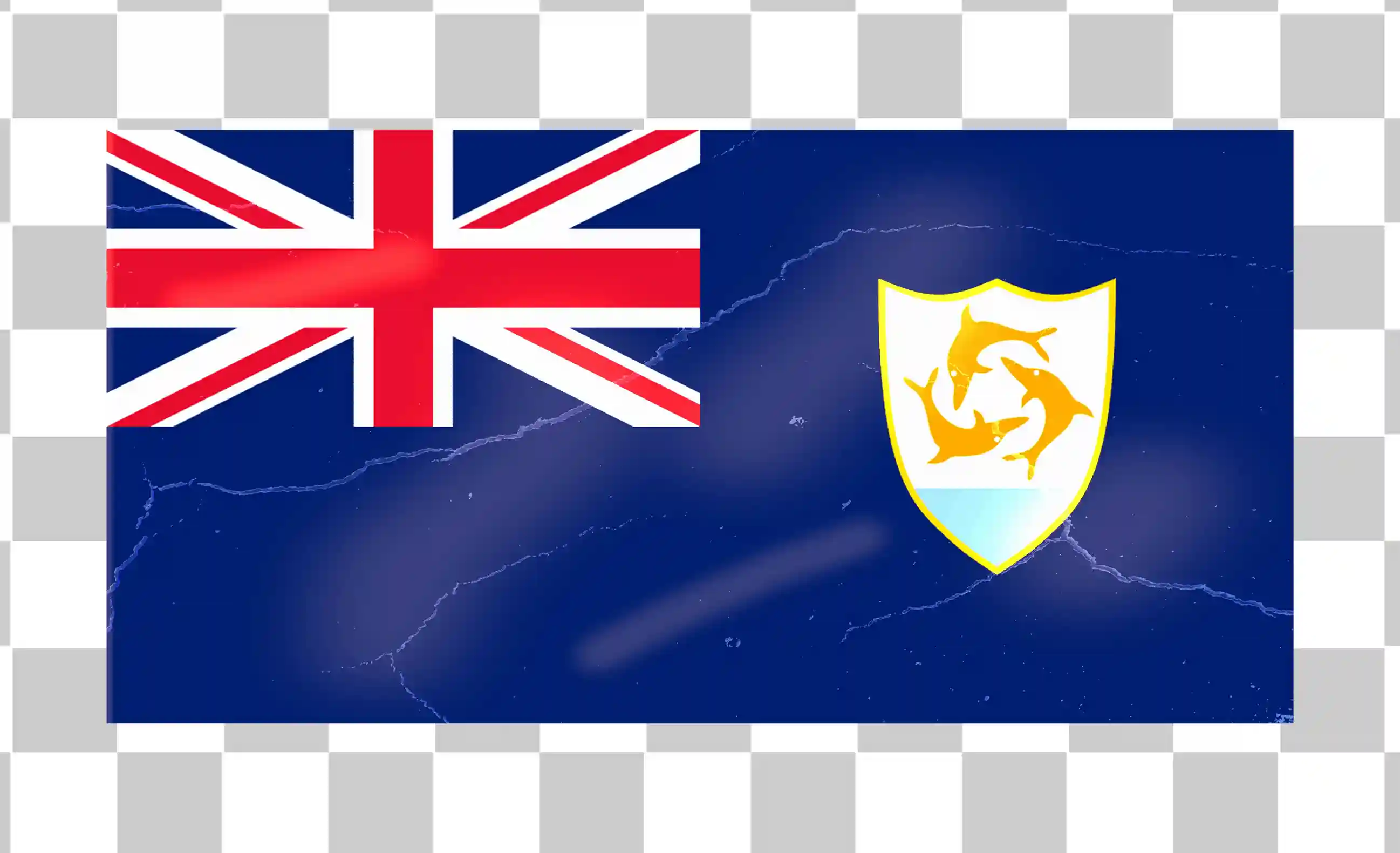 Flagge von Anguilla, Delphin -Nationalflagge, Länderillustration, Rechteck -Texturvorlage, Anguilla png Vektordesign, 