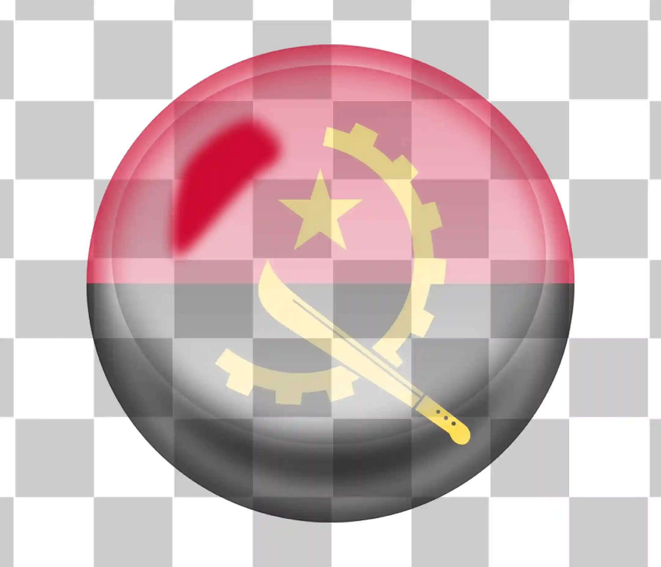 Circle 3d Flag of Angola, Ikona Angolan Flag, Ikona Angola, Vodoznak textury vlajky, Design vlajky kruhu, Symbol vlajky Angola, 