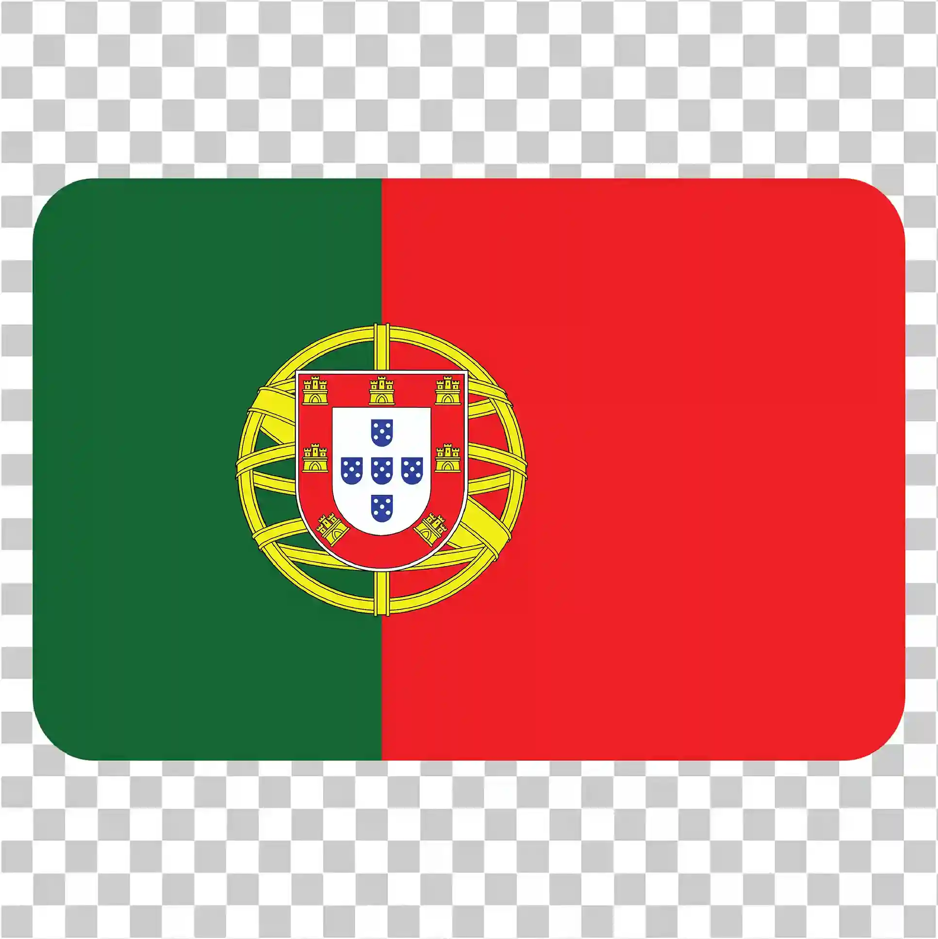 Square Portugal Flag PNG, Portugisisk National Flag, Grønne og røde farver, Vector Clipart, Baggrundsbillede, 