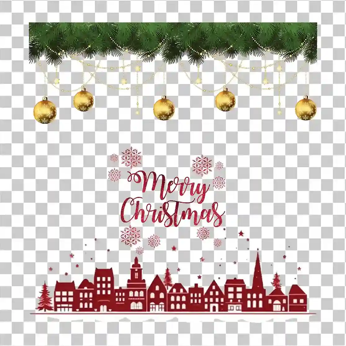 Feliz Natal Banner PNG Garland Gold Holiday Decor Art, 
