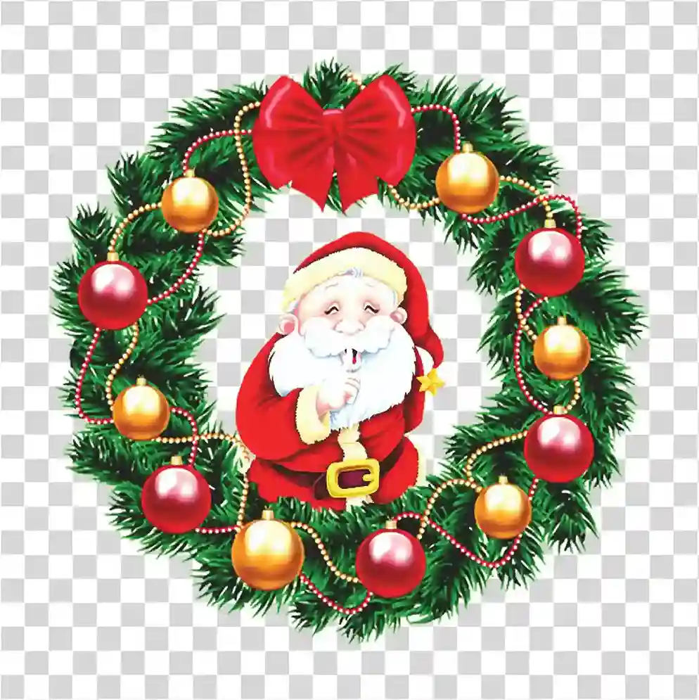 Biên giới & vòng hoa Giáng sinh với món quà ông già Noel PNG, 