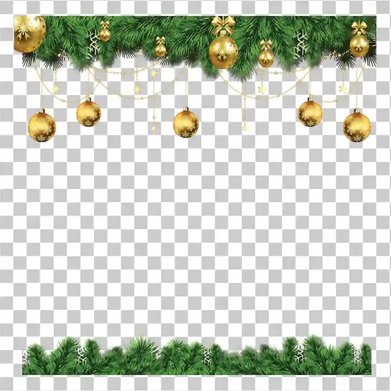 Guirlande de bordure de cadre de Noël PNG Décor de bannière de vacances en or, 