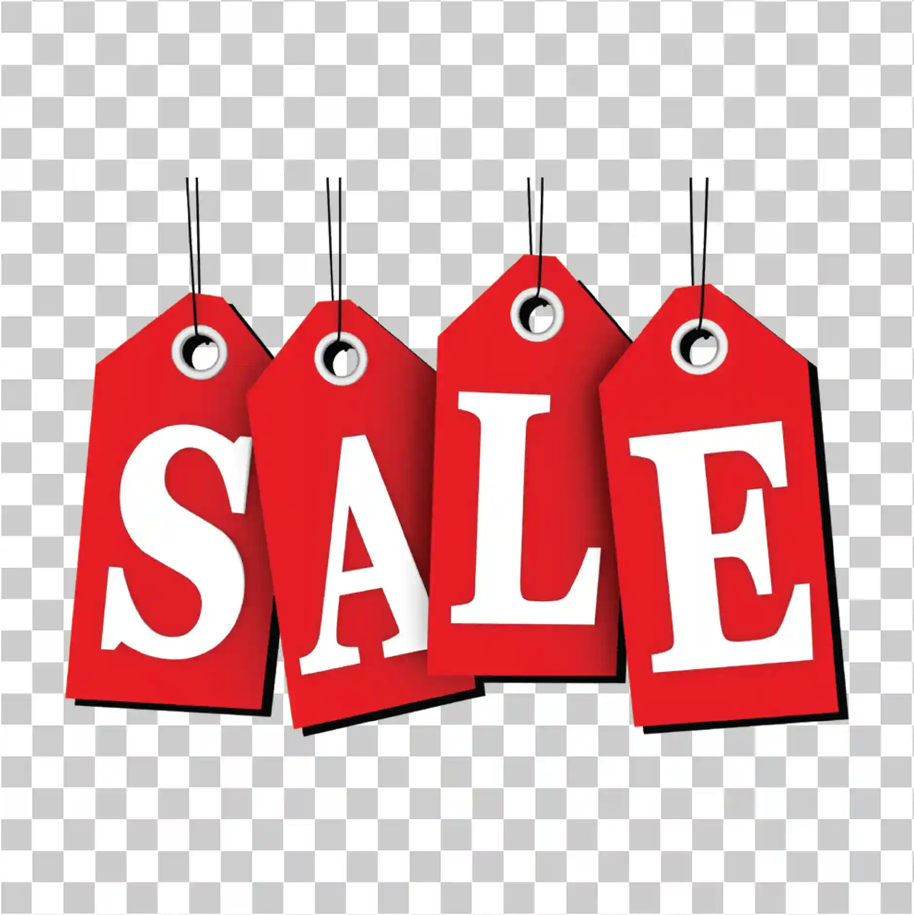 红色大型销售横幅折扣优惠标签 PNG 设计图形, 