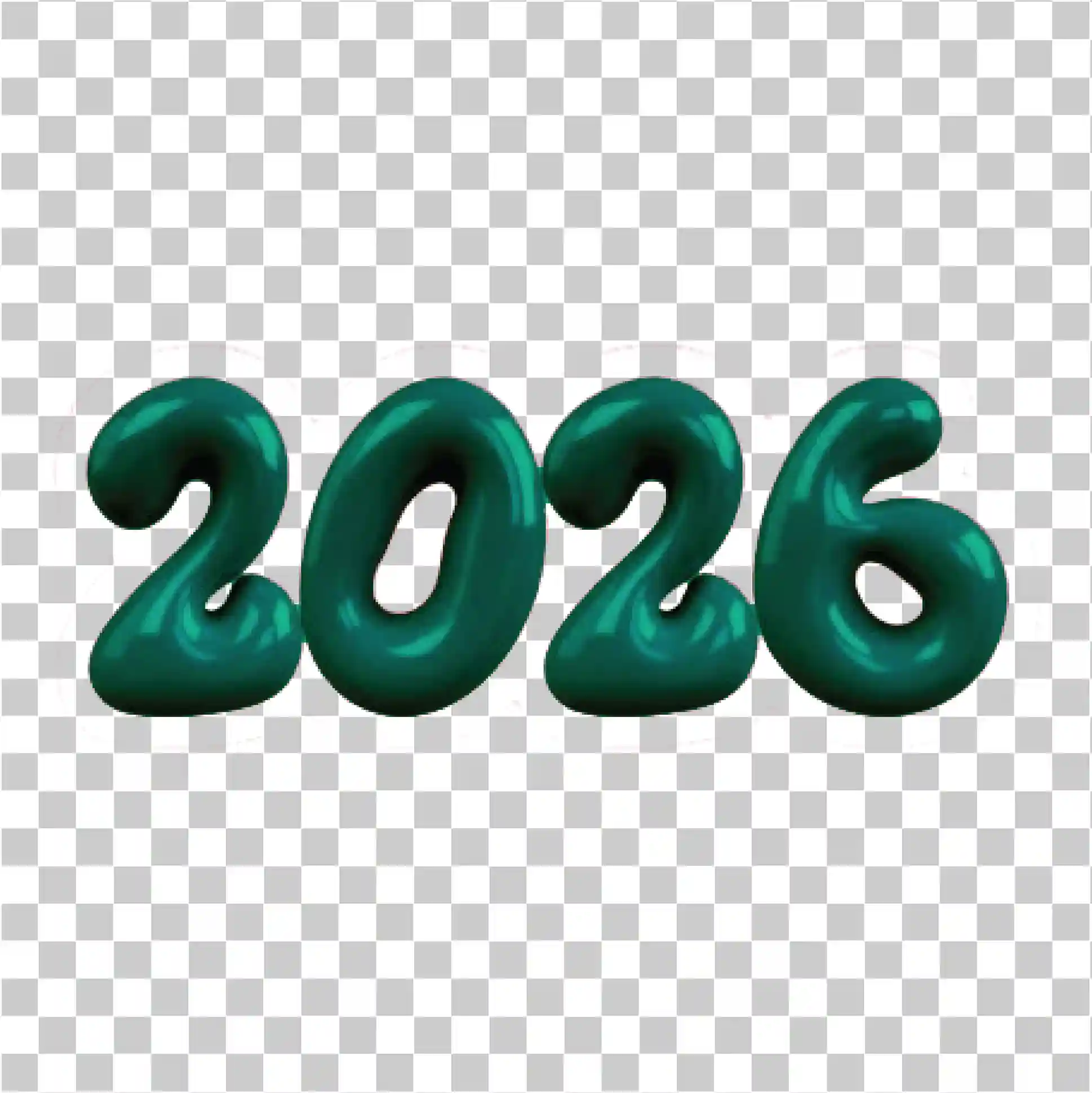 2026 3D-tekst PNG Grønn Typografi Nyttårsdesign, 