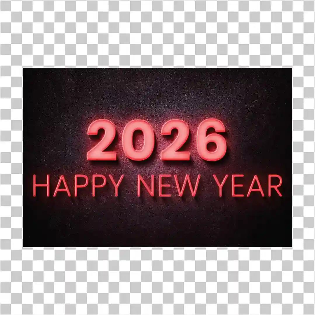 Gelukkig Nieuwjaar 2026 Neon Tekstbanner PNG Design Art, 