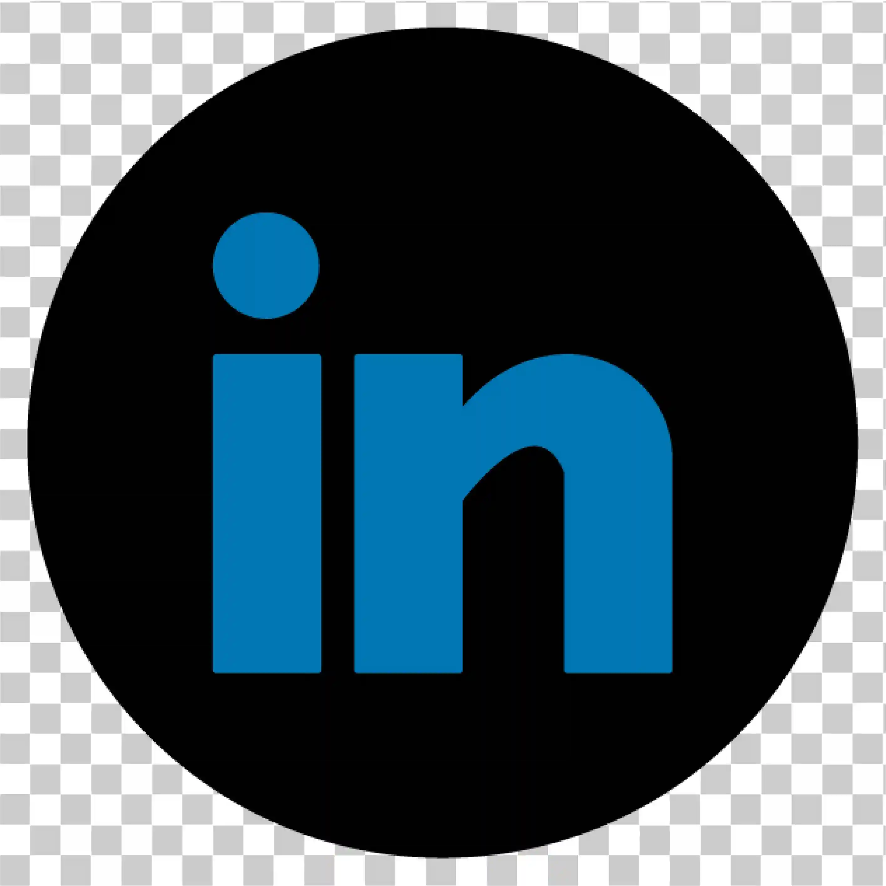 Ikon Blue LinkedIn pada Latar Belakang Hitam - Logo Lingkaran Bulat dengan Simbol Teks Biru, Vektor PNG untuk Media Sosial, Ikon Branding & Lanjutkan, 