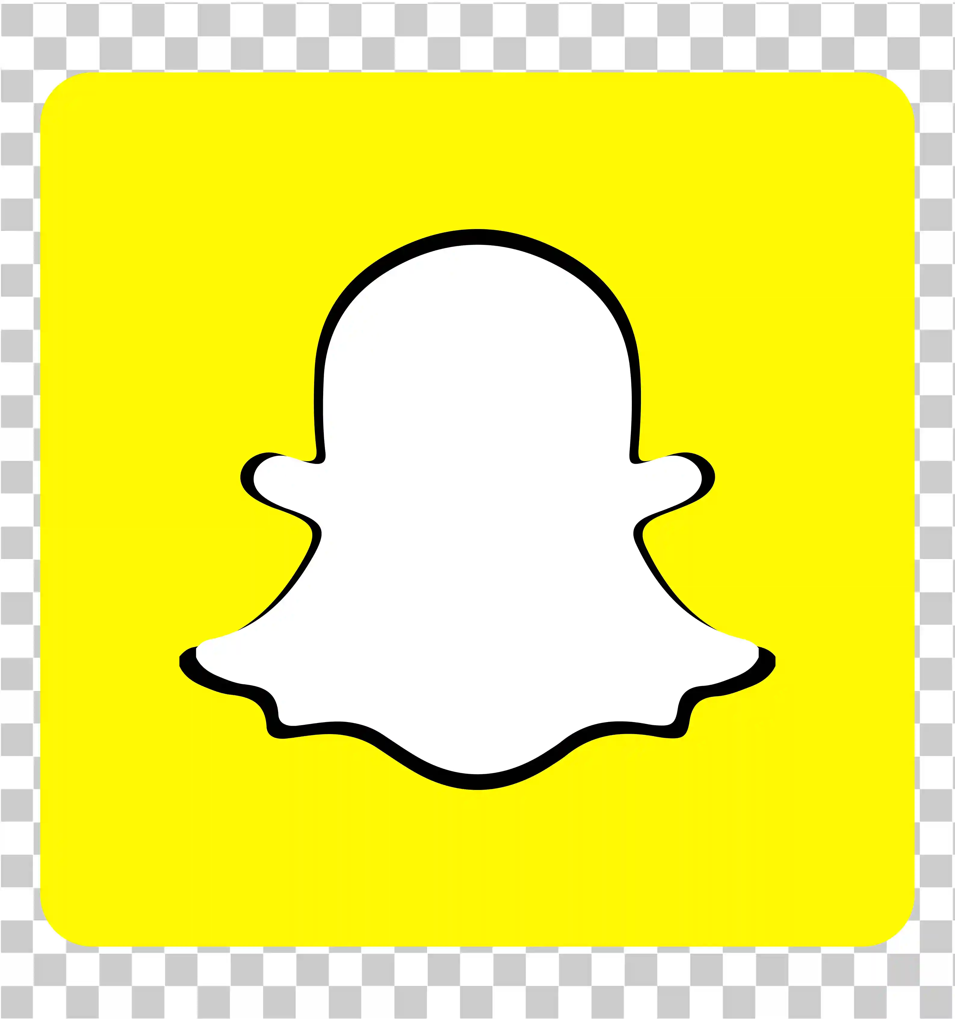 Snapchat徽标, 方形图标, 白色幽灵的黄色徽标, 透明的PNG, 社交媒体快照图标矢量, 