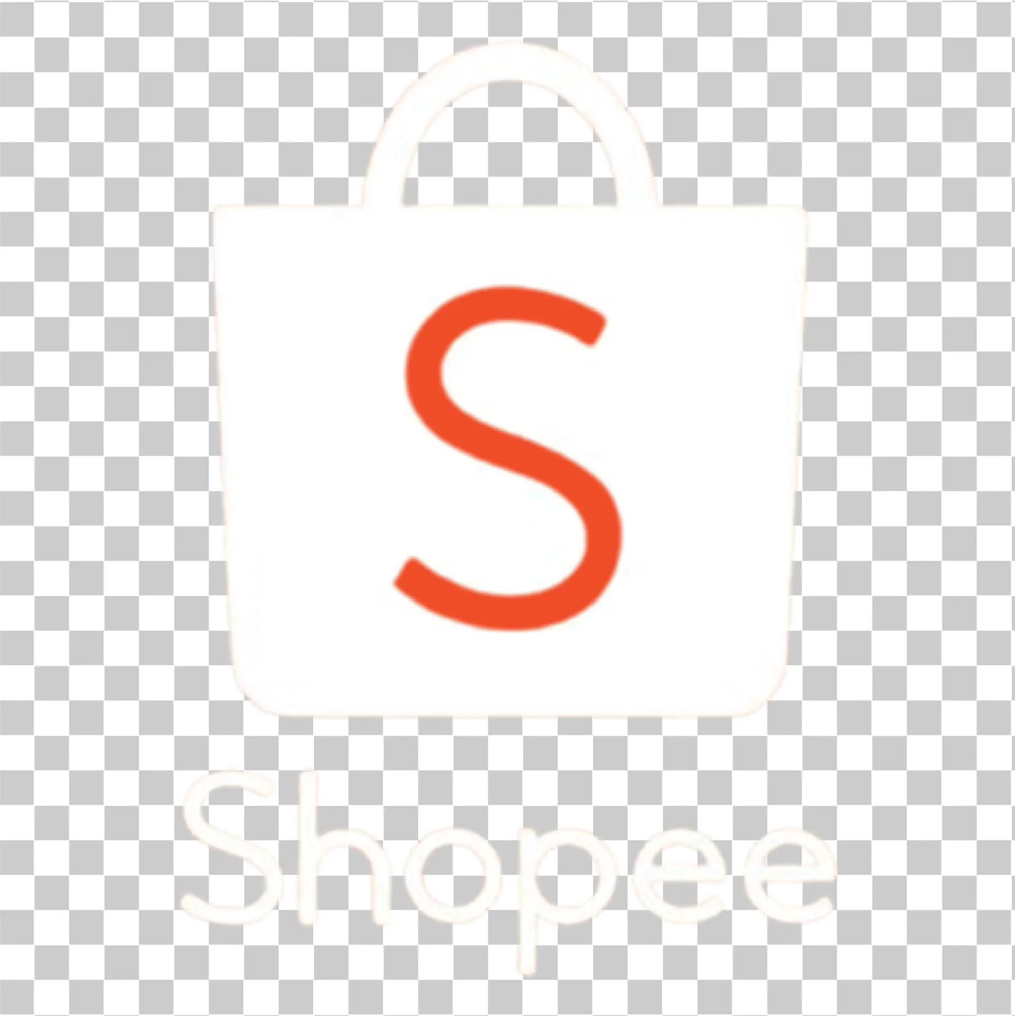 Shopee Indonesia Logo, Online Shopping & E-Commerce Icon, Shopee PNG, Marketplace Badge, Bag Logo and Text Design, white, 