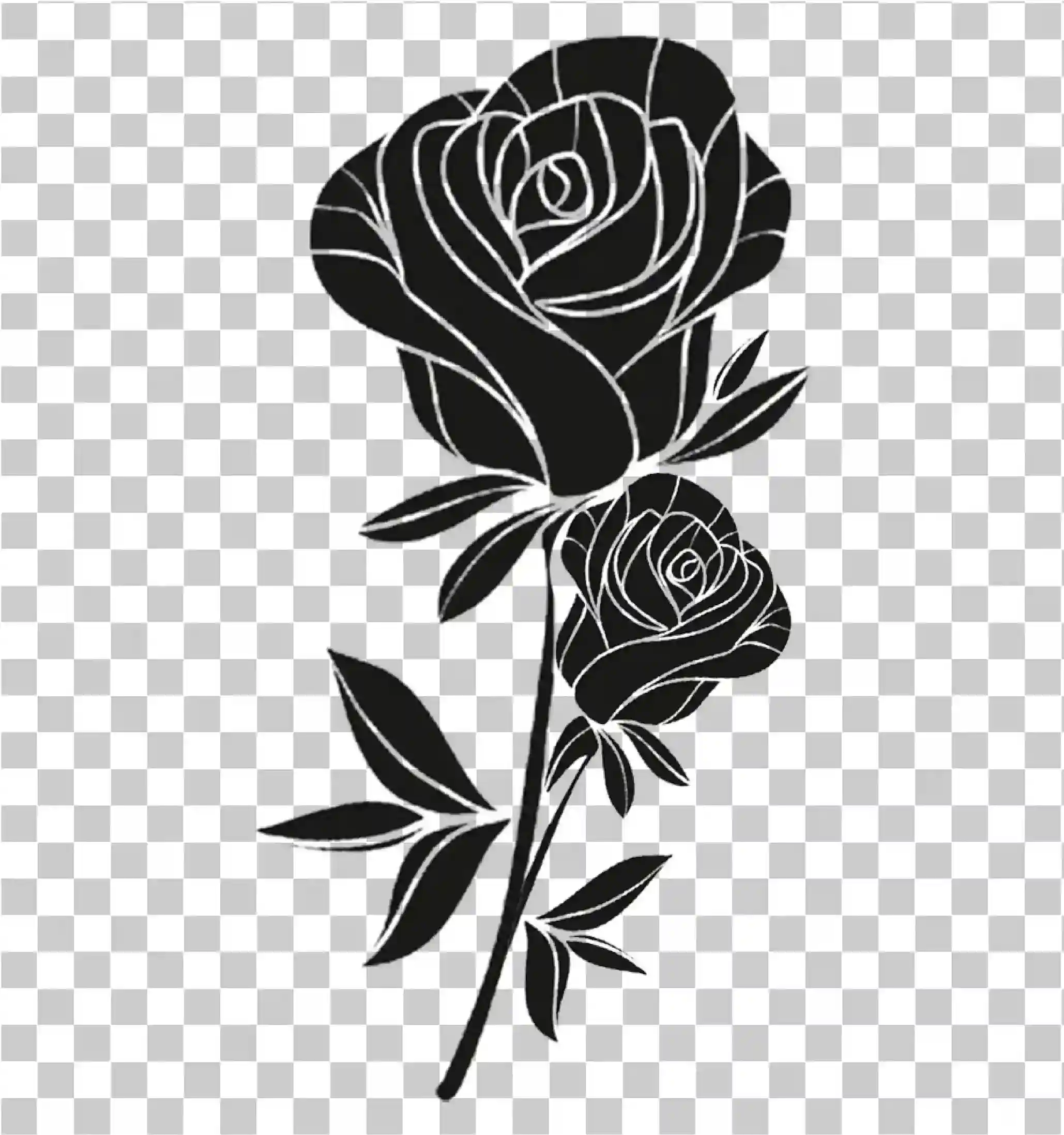 Basit Çiçekler ve Gül Siluet - Siyah Gül, Çiçek Deseni ve Clipart PNG, gül, 