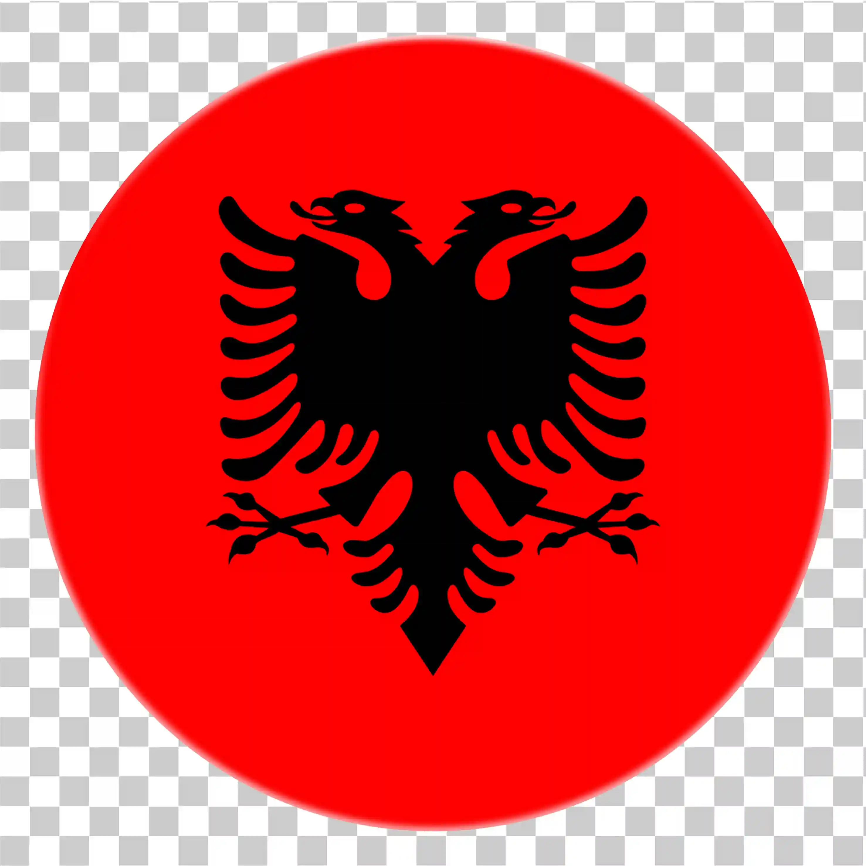 Albania Flag, Red Eagle Icon, National Day Circle 3D Clipart, PNG, 