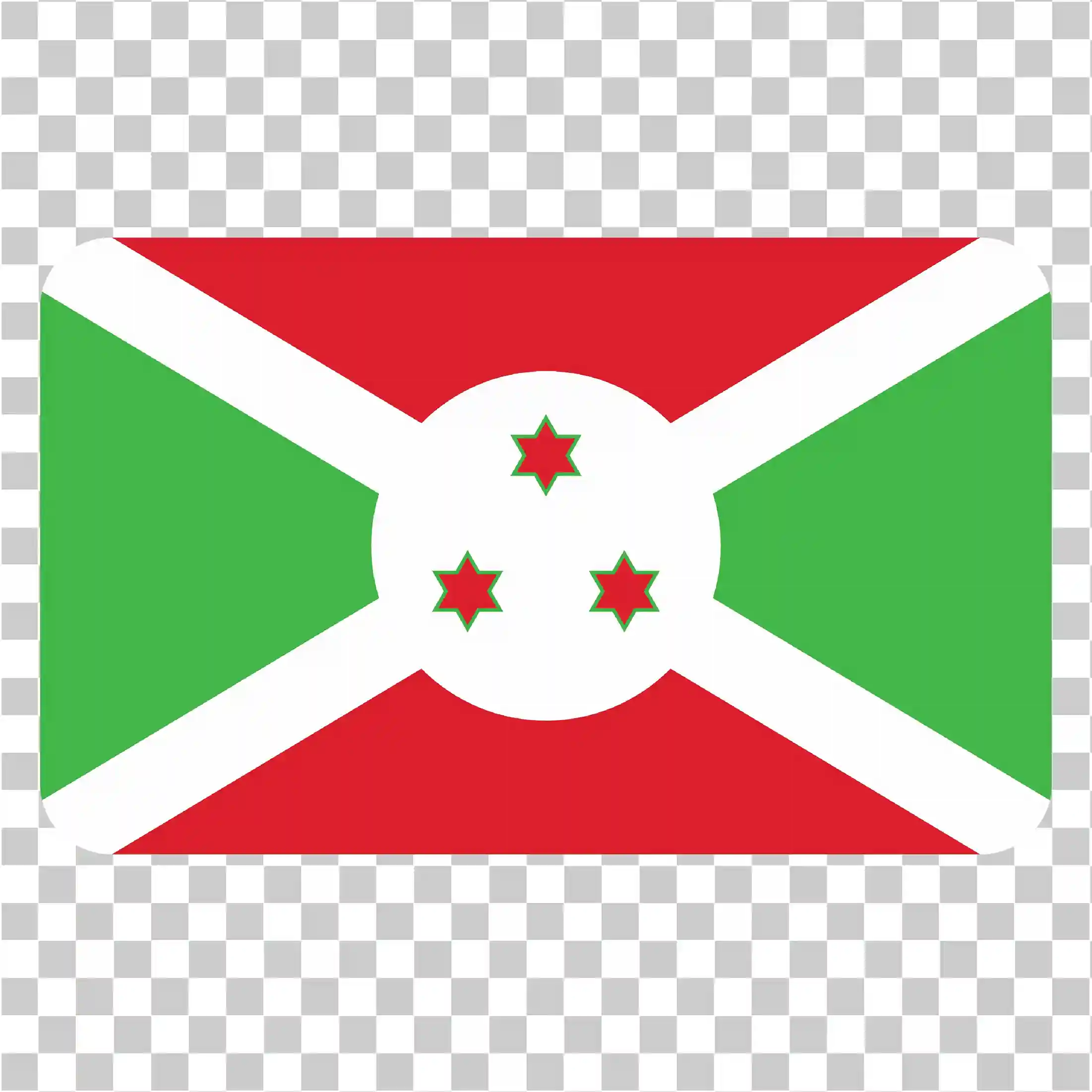 Burundi Flag PNG, المربع بوروندي العلم في أفريقيا, العلم الأحمر والأخضر مع 3 نجوم ستة نقاط, متجه خلفية شفافة, 