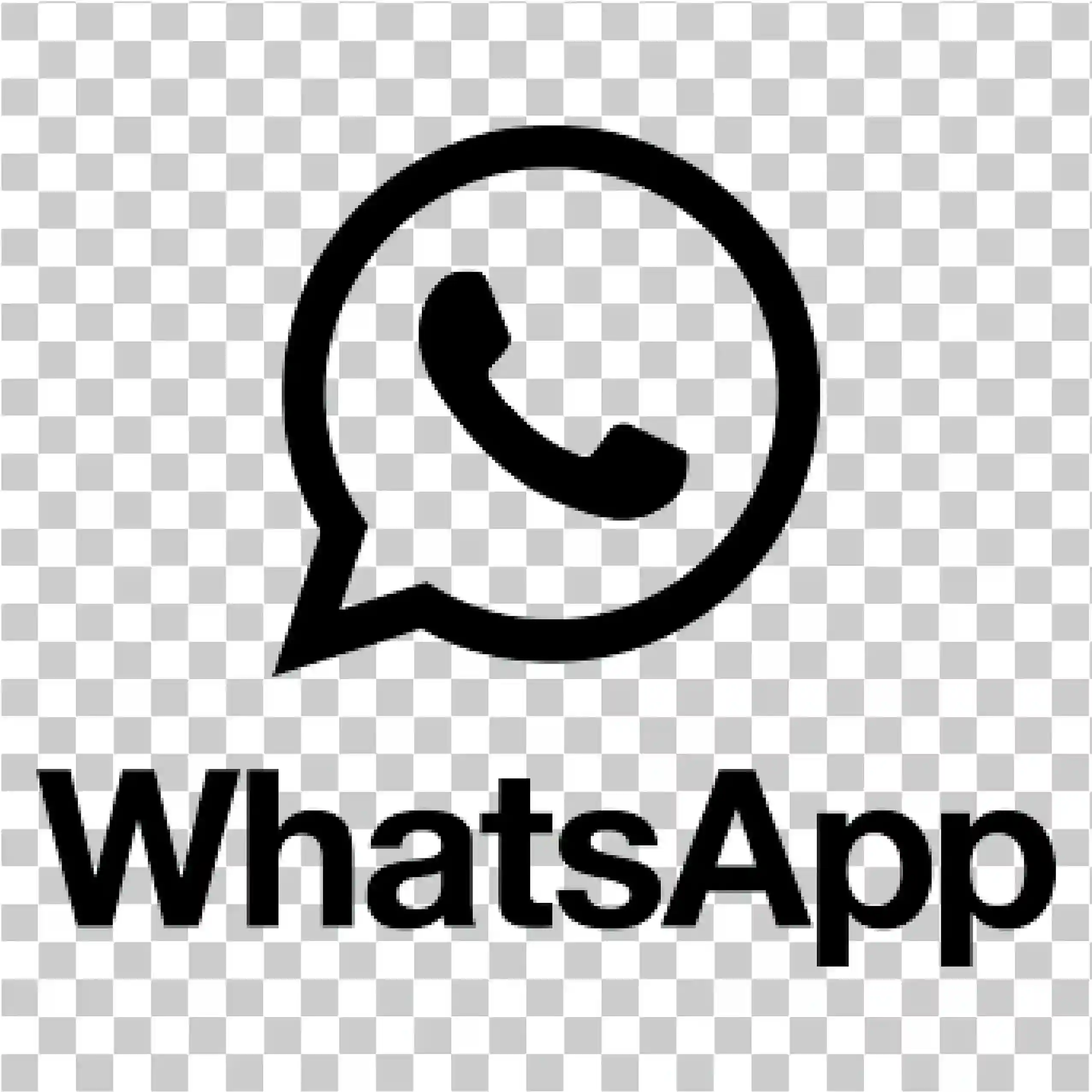 Testo nero, Testo di WhatsApp, Whatsapp nero, Whatsapp.com, Whatsapp logo png, bianco, contorno nero, icona, simbolo, Vector, clipart, Immagine, Messaggero, app, Web, affari, social media, Icon del telefono, Download gratuito, 