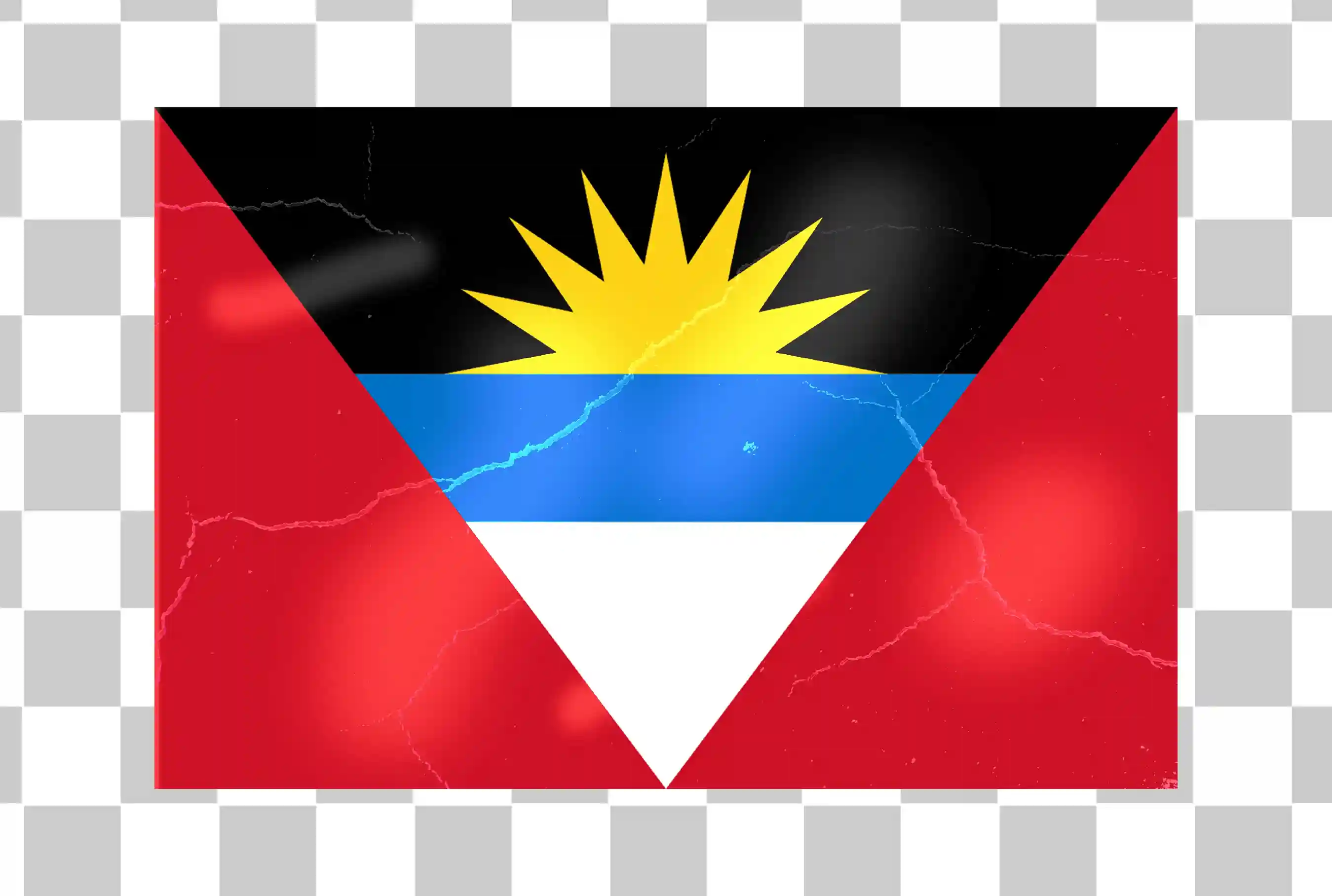Bandera de Antigua y Barbuda - Diseño de vector, Waving National Flag Ilustration, Clipart imprimible y textura presidencial, 